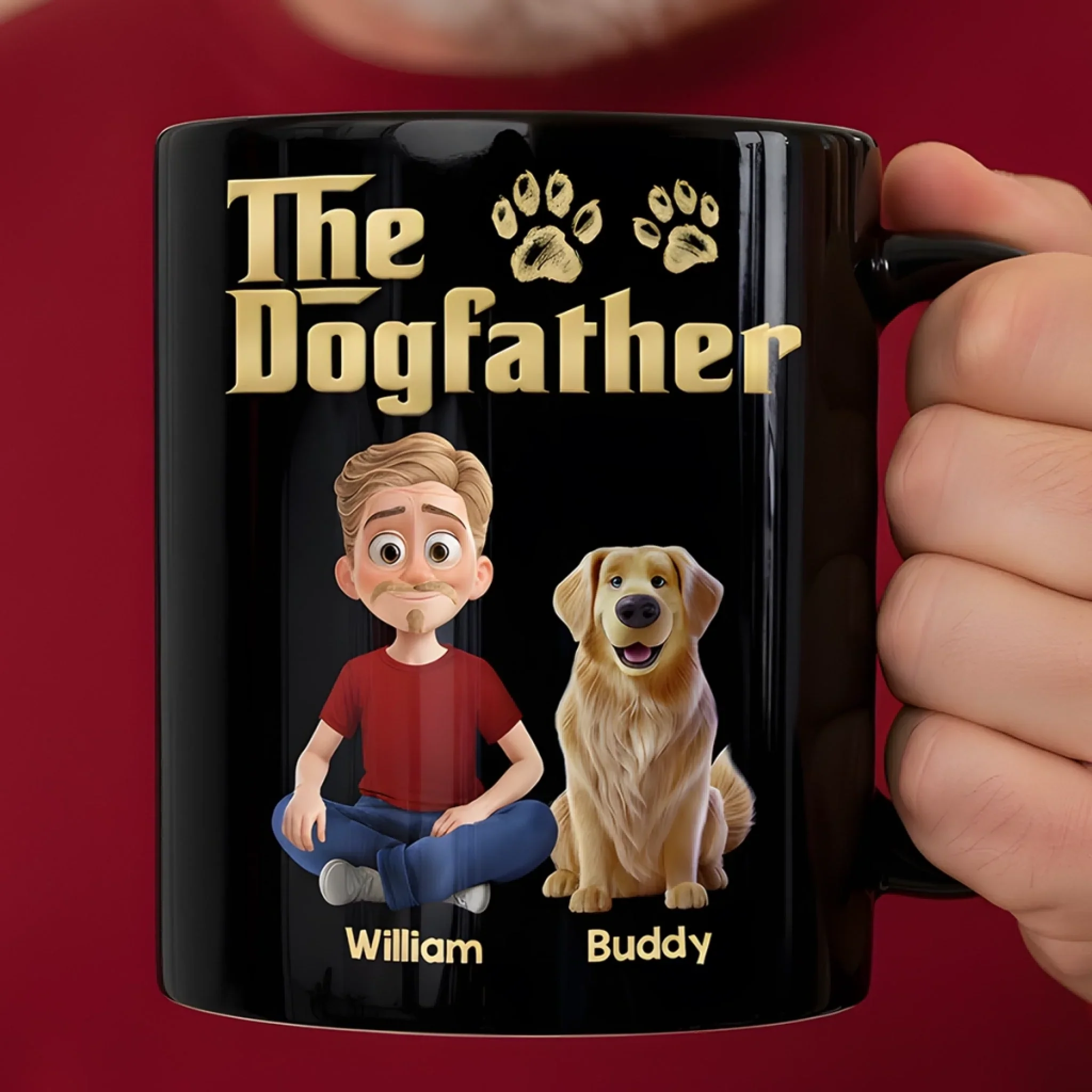 Custom Black Mug - Personalized Birthday Gifts For Dog Lovers, Dog Dad And Mom - The Boss Of Belly Rubs - Image 5