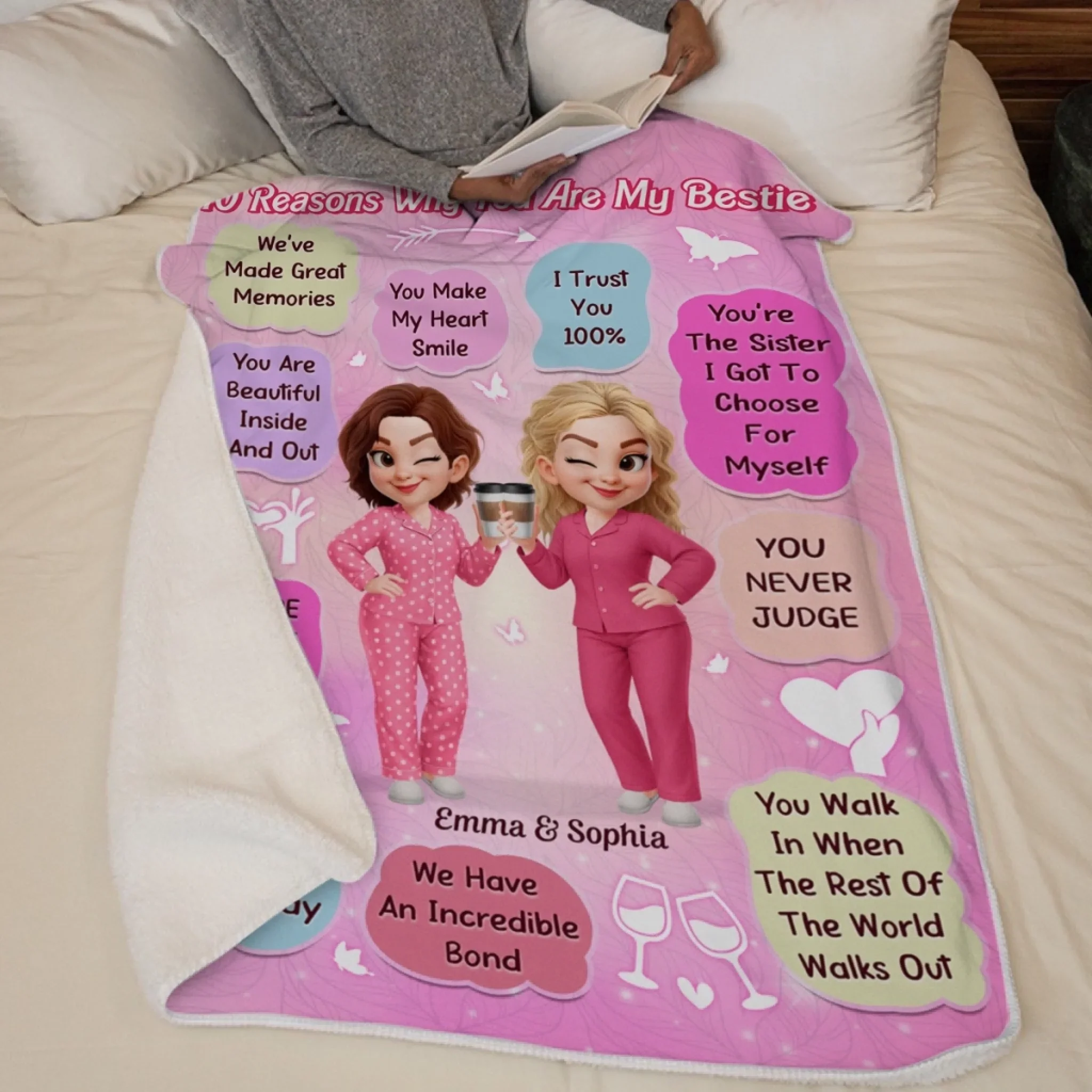 Custom Blanket - Personalized Best Friend Birthday Gifts For Women, Besties, Sisters, BFF - 10 Reasons You Are My Bestie - Image 5