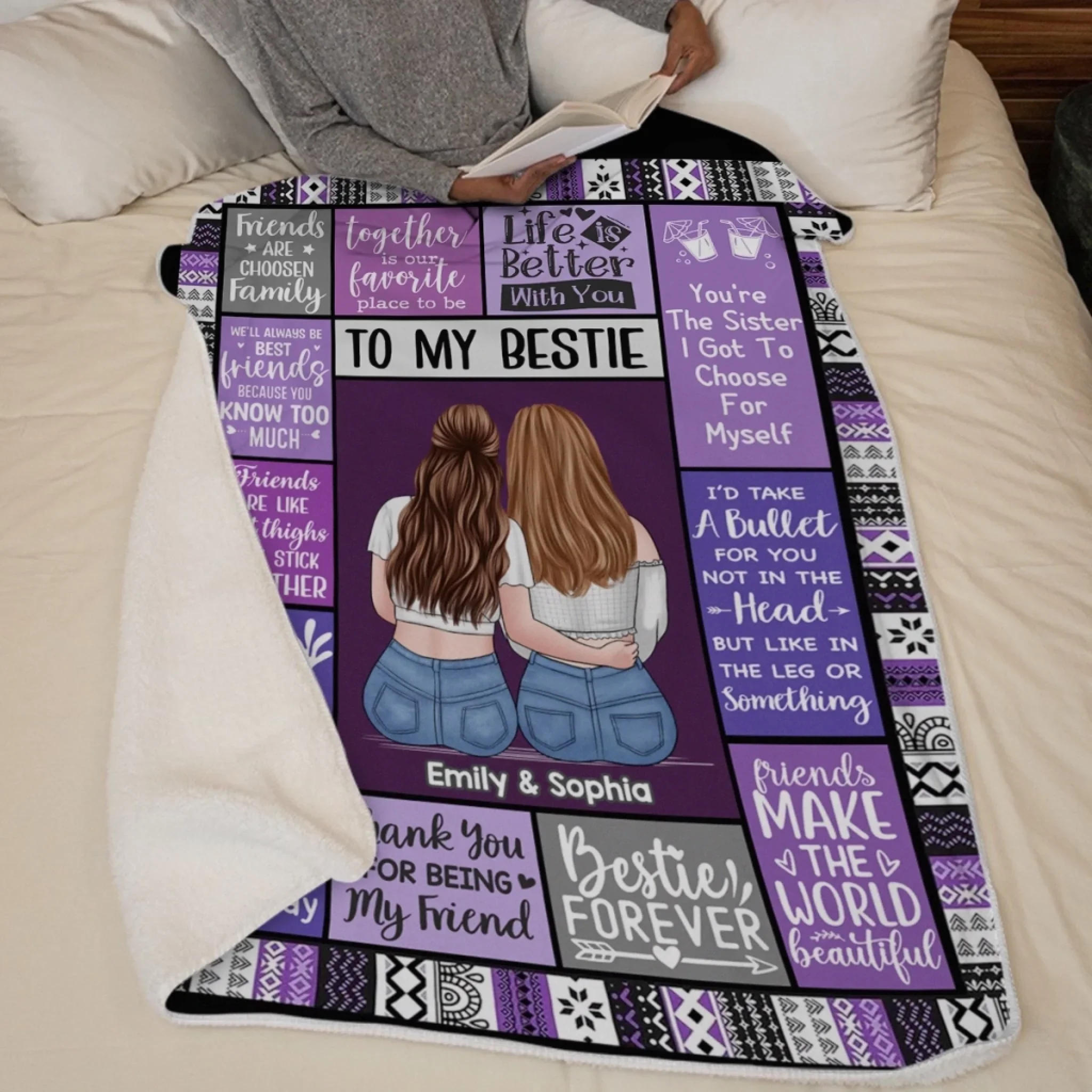 Custom Blanket - Personalized Best Friend Christmas Birthday Gifts For Women, Besties, Sisters, BFF - Always Better With My BFF - Image 5