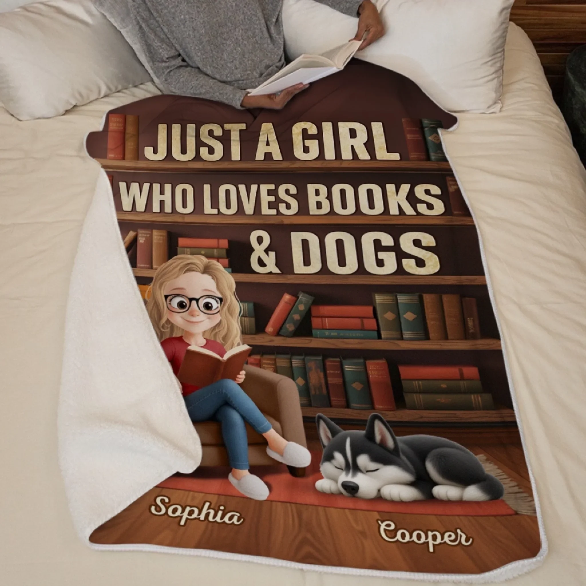 Custom Blanket - Personalized Christmas Bookish Gifts For Book Lovers, Bookworms, Dog Dad And Mom - Every Good Book Deserves A Furry Audience - Image 6