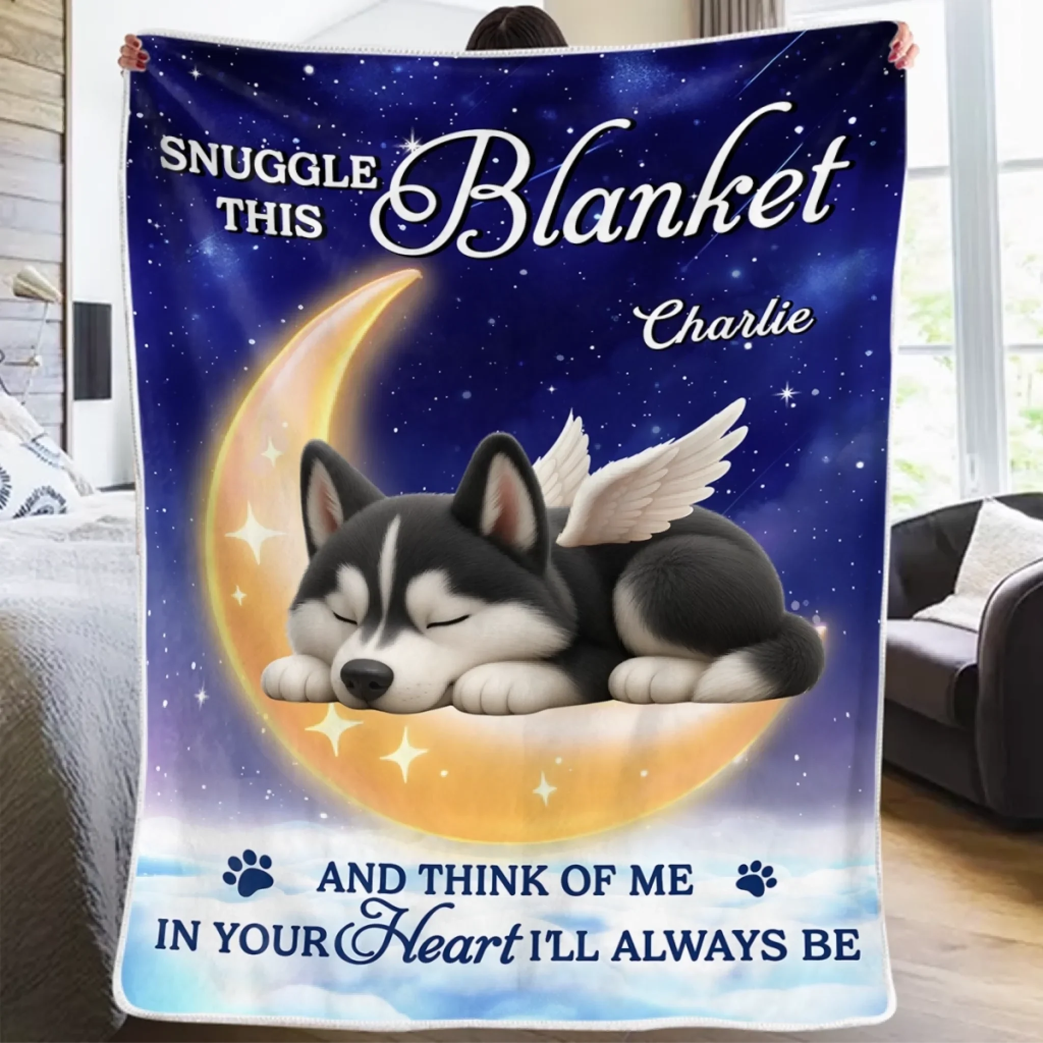 Custom Blanket - Personalized Pet Christmas Memorial Sympathy Gifts For Dogs, Cats - Your Pawprints Stay With Me