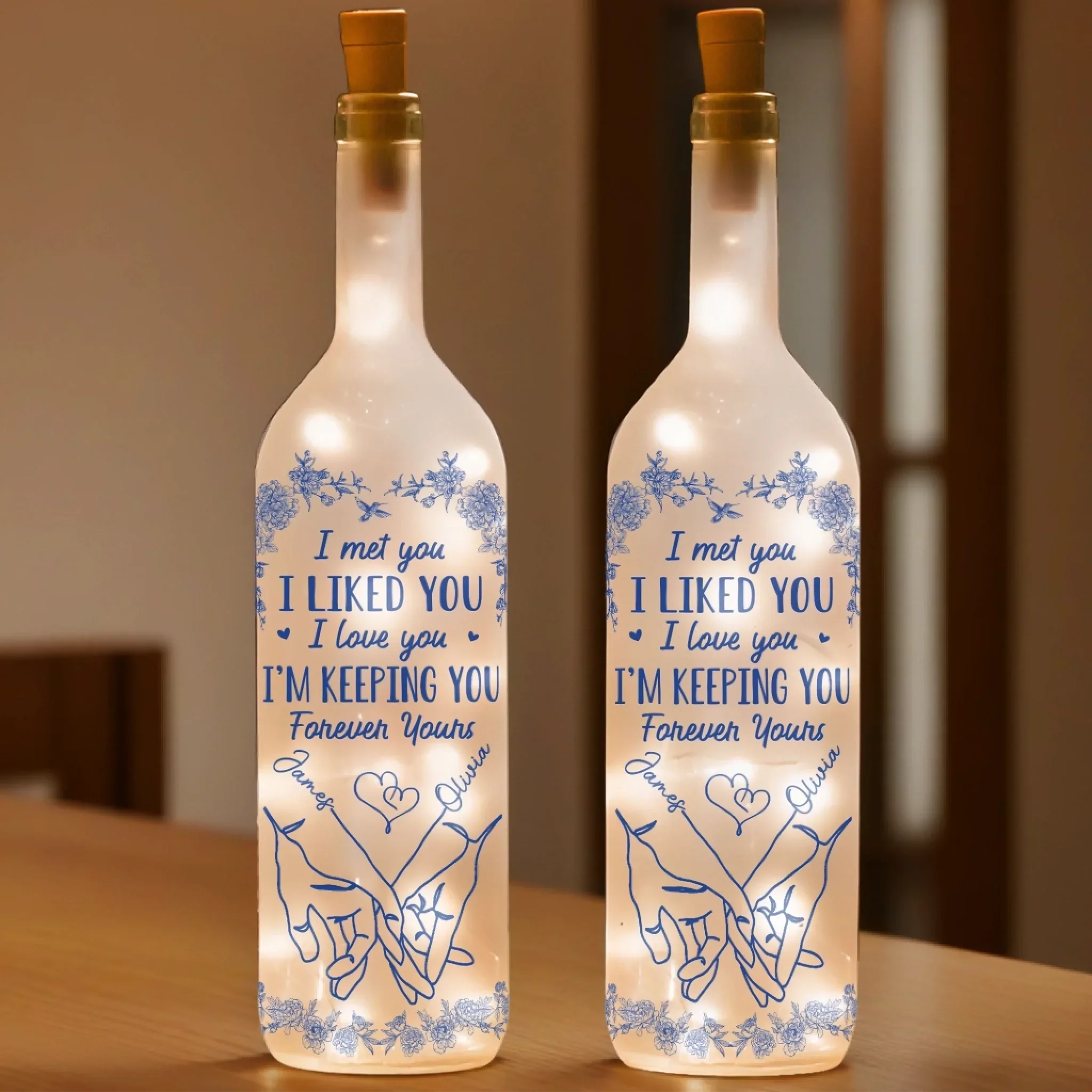 Custom Bottle Lamp - Personalized Anniversary Wedding Gifts For Husband And Wife, Him And Her - Love Feels Right With You - Image 3