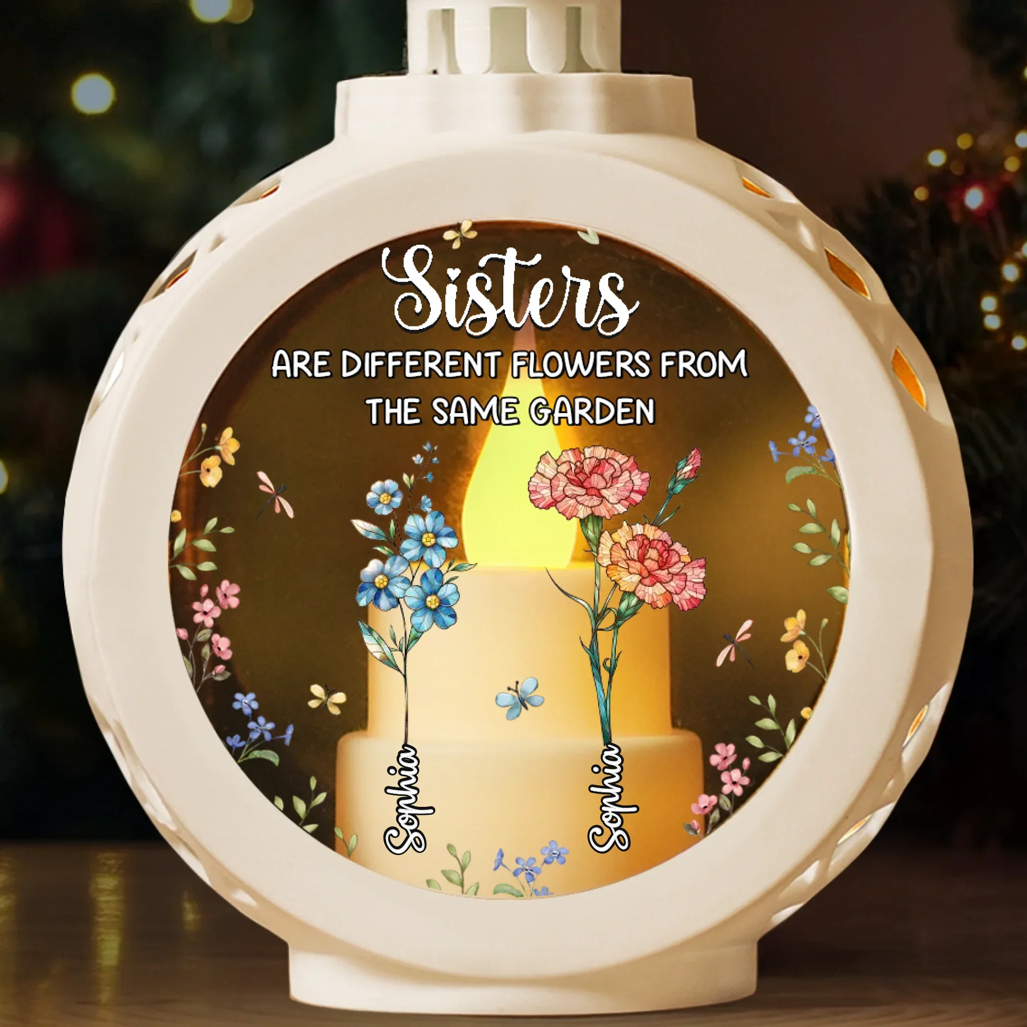 Custom Candlelight Lantern Ornament -  Personalized Best Friend Christmas Birthday Gifts For Women, Besties, Sisters, BFF - Bestie Bonds Bloom Like Flowers - Image 3