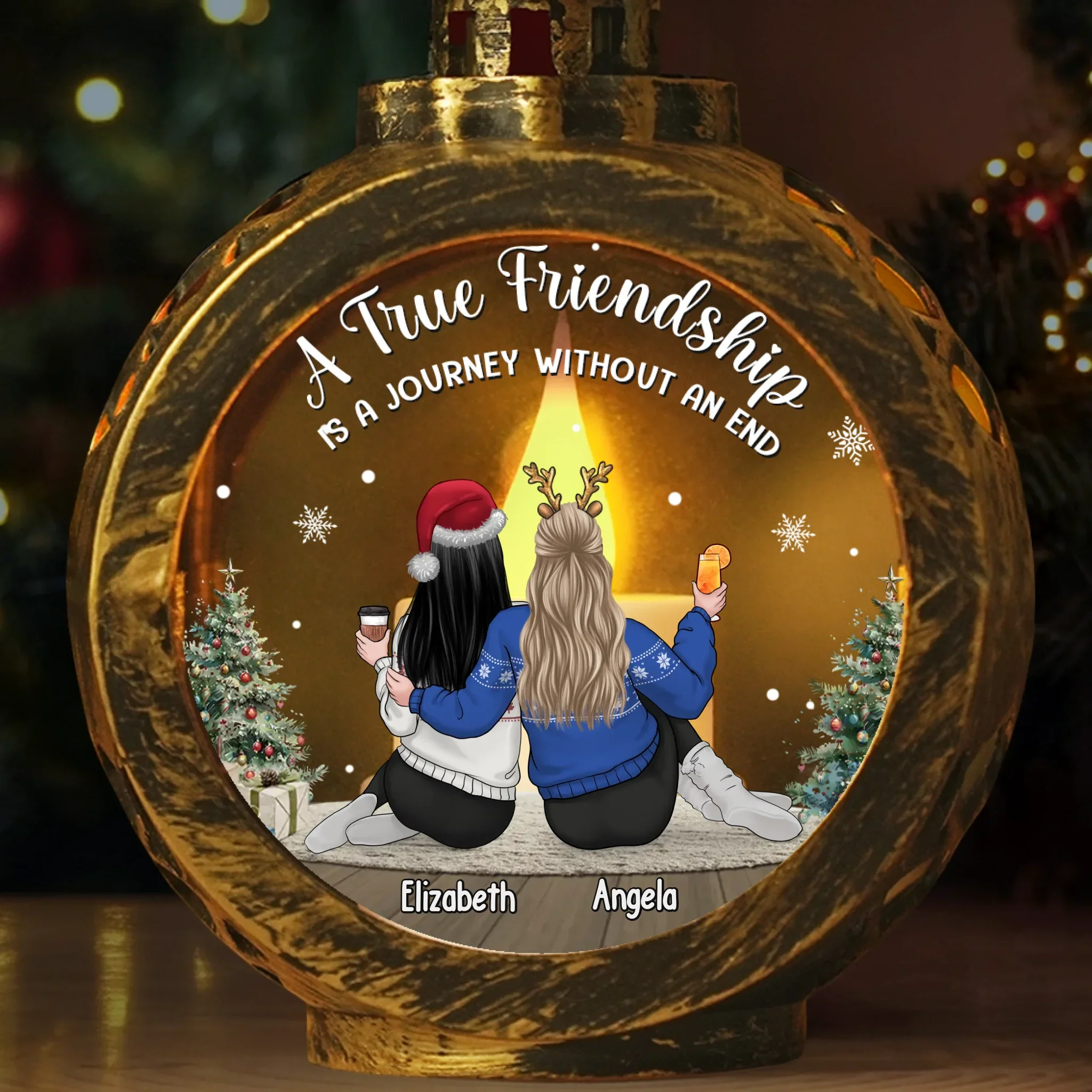 Custom Candlelight Lantern Ornament -  Personalized Best Friend Christmas Birthday Gifts For Women, Besties, Sisters, BFF - Bestie Bonds Glow Through Time - Image 2
