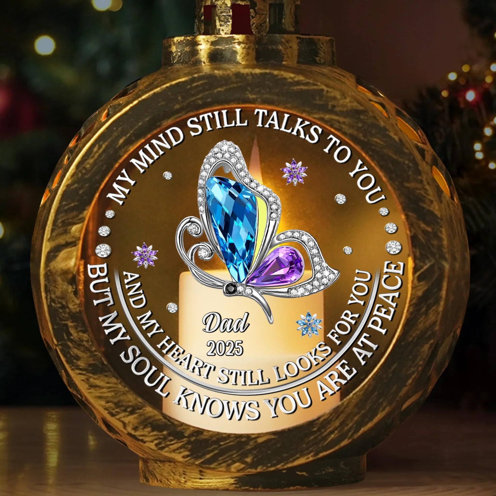 Custom Candlelight Lantern Ornament - Personalized Christmas Memorial Sympathy Gifts For Loss Of Mom, Dad - Forever In Our Hearts Always - Image 2
