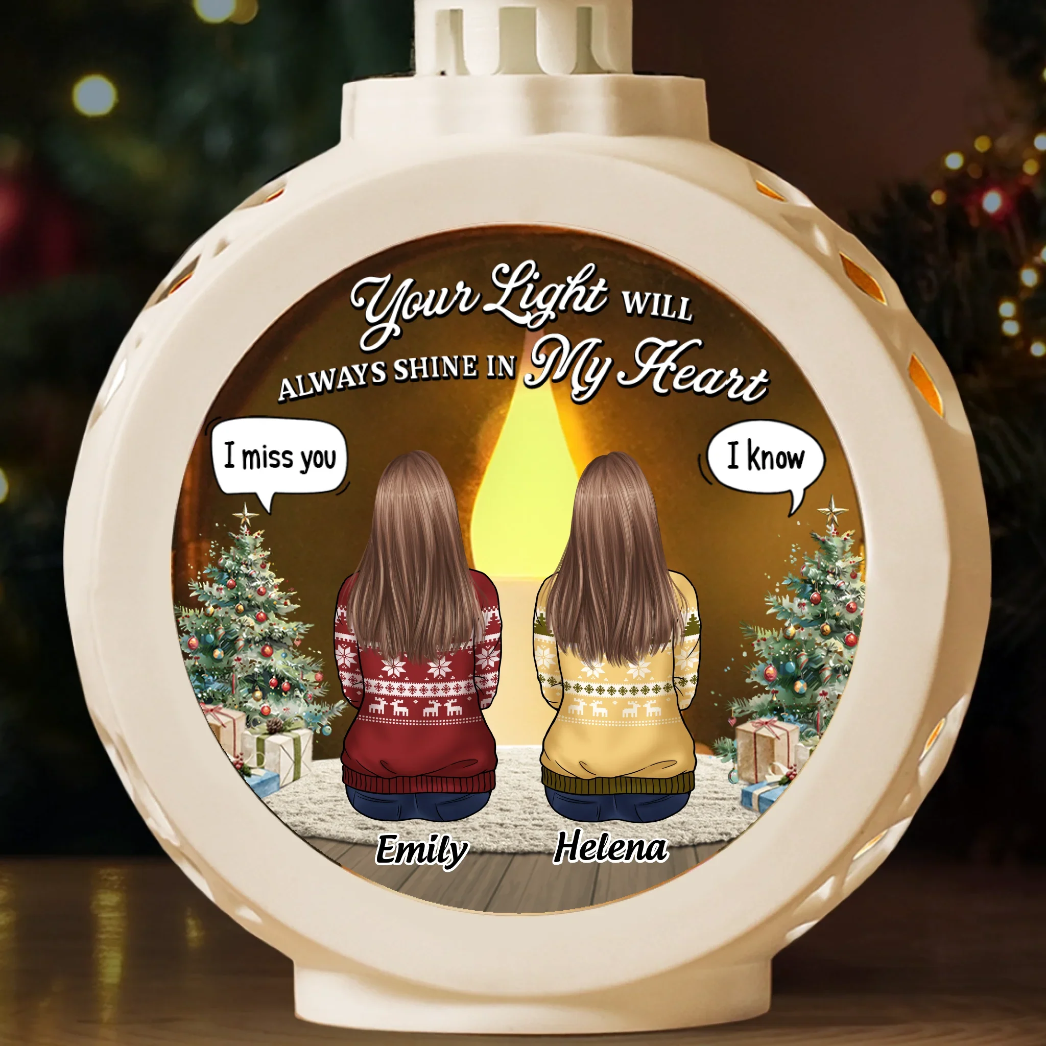 Custom Candlelight Lantern Ornament - Personalized Christmas Memorial Sympathy Gifts For Loss Of Mom, Dad - Together In Spirit, Forever In Love - Image 3