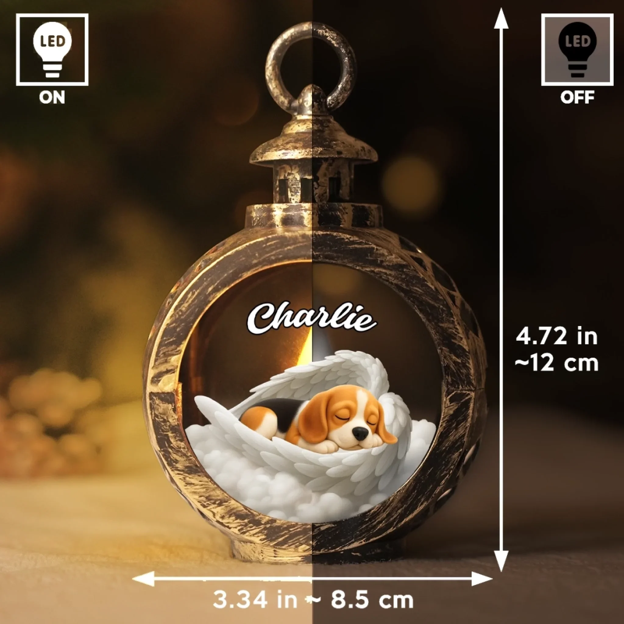 Custom Candlelight Lantern Ornament - Personalized Pet Christmas Memorial Sympathy Gifts For Dogs, Cats - Loved Beyond The Stars - Image 6