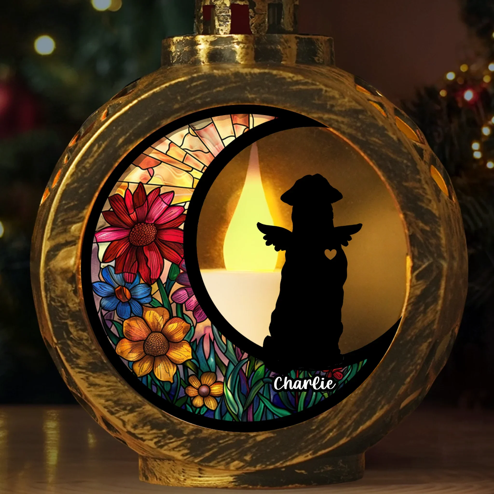 Custom Candlelight Lantern Ornament - Personalized Pet Christmas Memorial Sympathy Gifts For Dogs - Your Paw Prints Are Etched In My Heart - Image 2