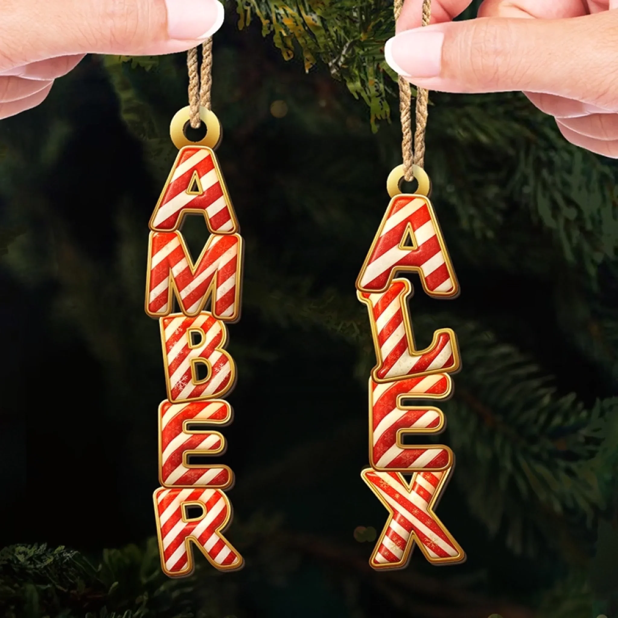 Custom Candy Cane Letter Wooden Ornament - Personalized Christmas Birthday Gifts For Mom, Dad, Brother, Sister, Kids - A Treat That Never Melts - Image 4
