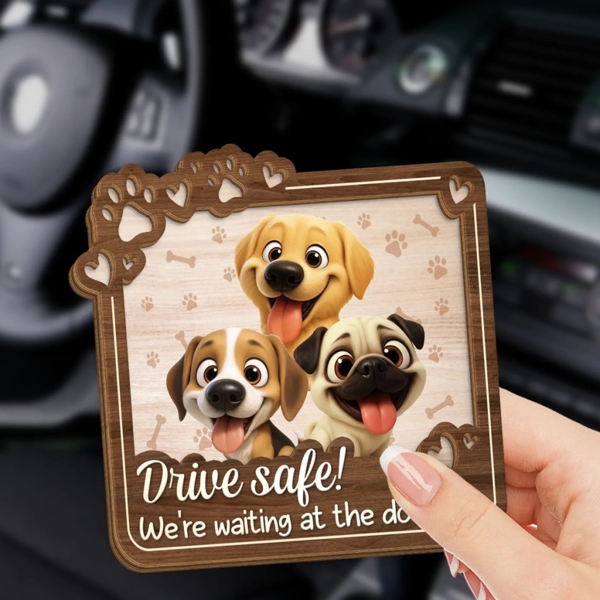 Custom Car Visor Clip - Personalized Birthday Gifts For Dog Lovers, Dog Dad And Mom - Always Come Back Home - Image 3