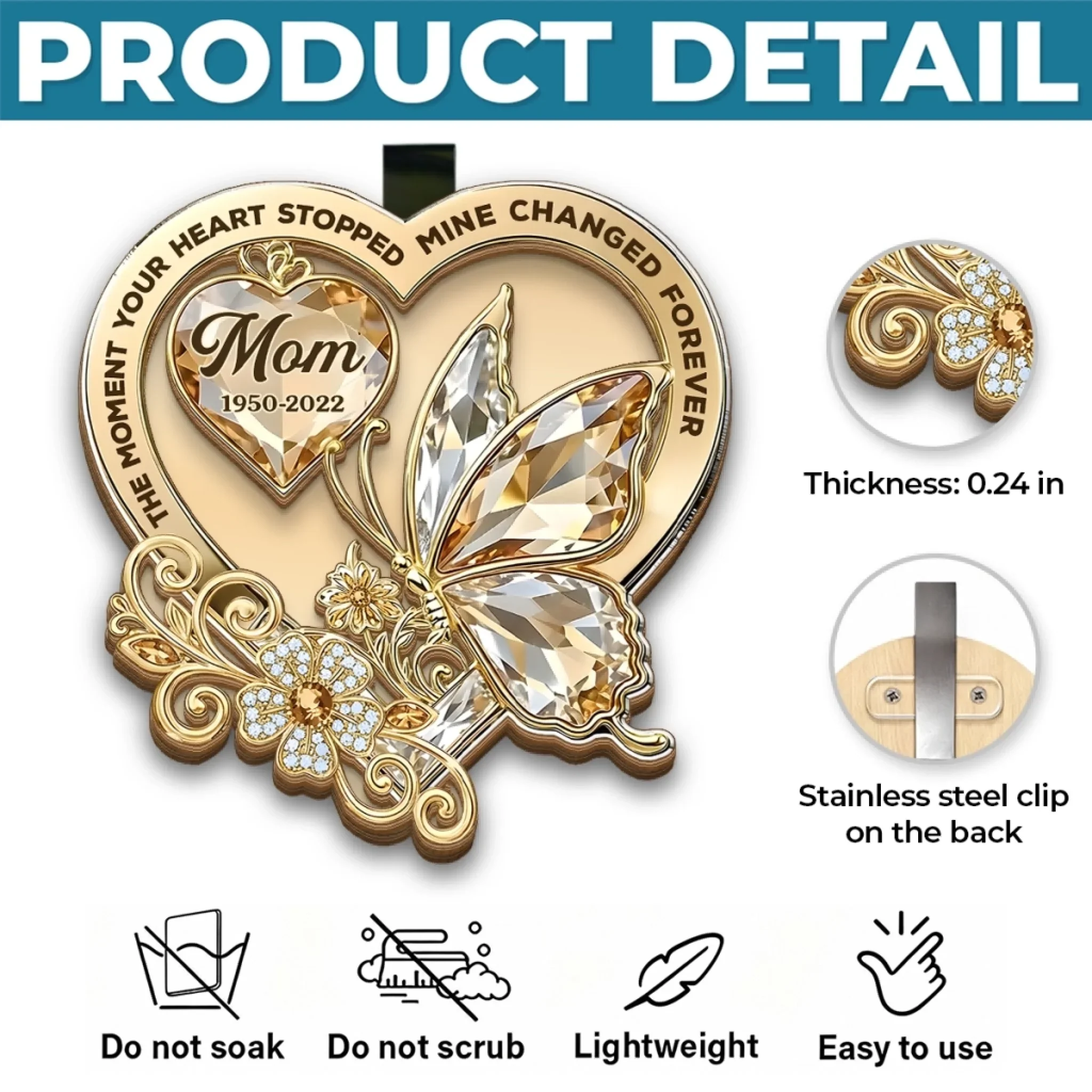 Custom Car Visor Clip - Personalized Memorial Sympathy Gifts For Loss Of Mom, Dad - Your Love Rides With Me - Image 5