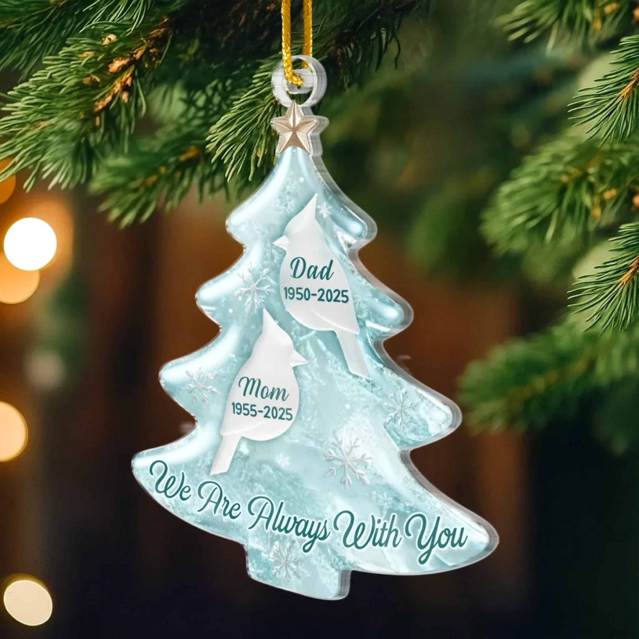 Custom Cardinal Acrylic Ornament - Personalized Christmas Memorial Sympathy Gifts For Loss Of Mom, Dad - Your Love Lives On - Image 3
