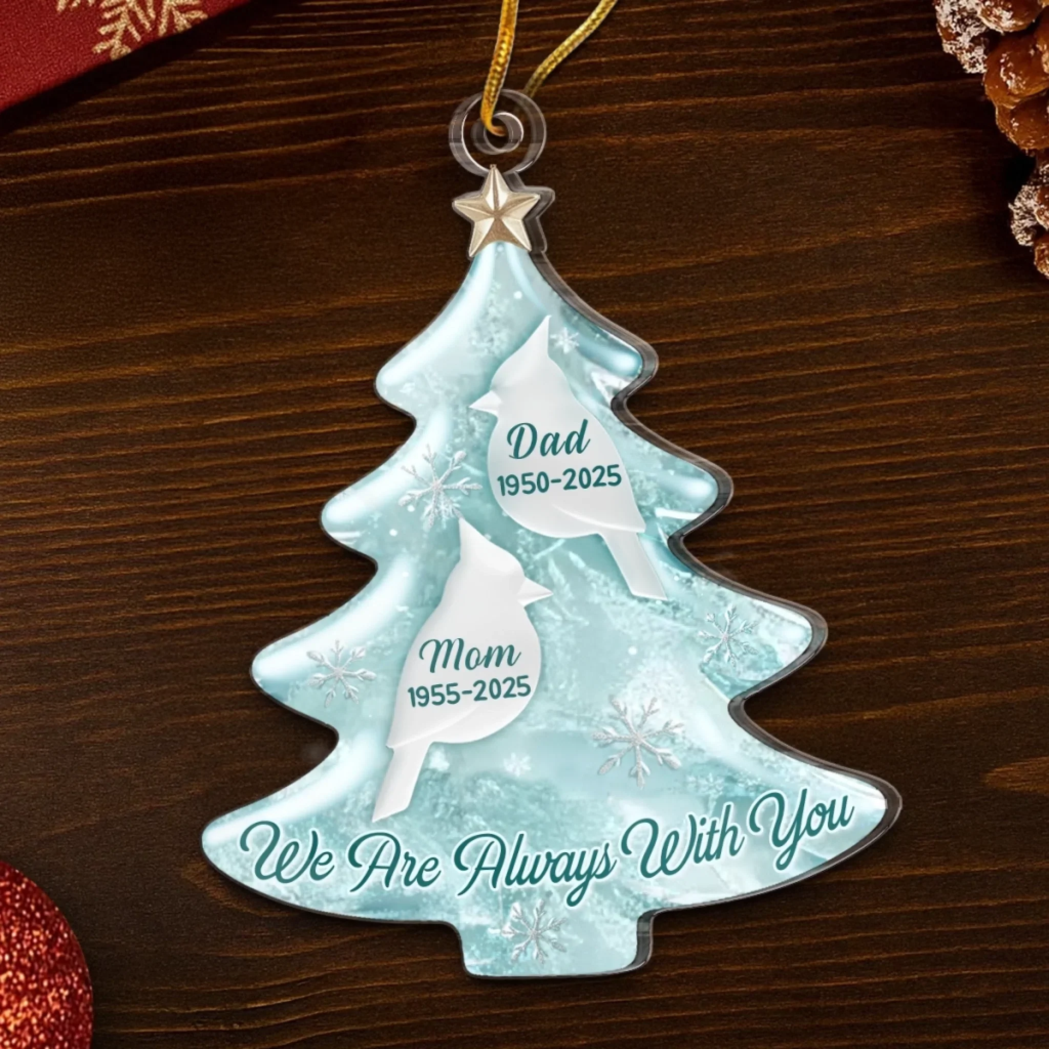 Custom Cardinal Acrylic Ornament - Personalized Christmas Memorial Sympathy Gifts For Loss Of Mom, Dad - Your Love Lives On - Image 5