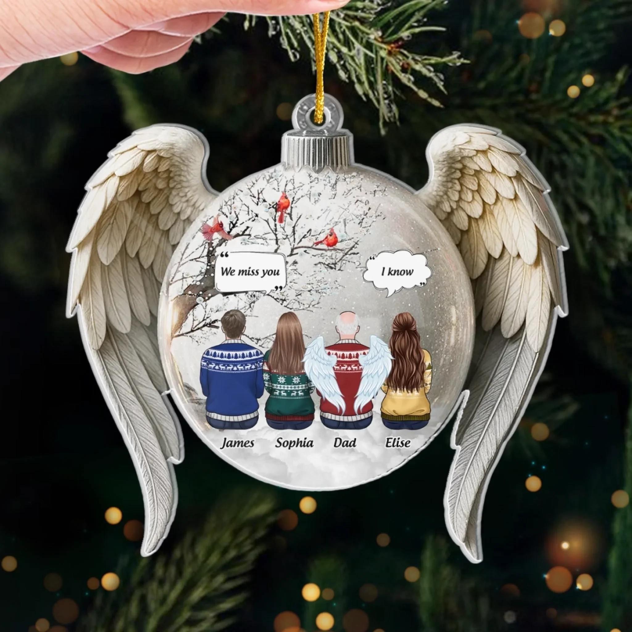 Custom Cardinal Acrylic Ornament - Personalized Christmas Memorial Sympathy Gifts For Loss Of Mom, Dad - Your Memory Shines Brightly - Image 4
