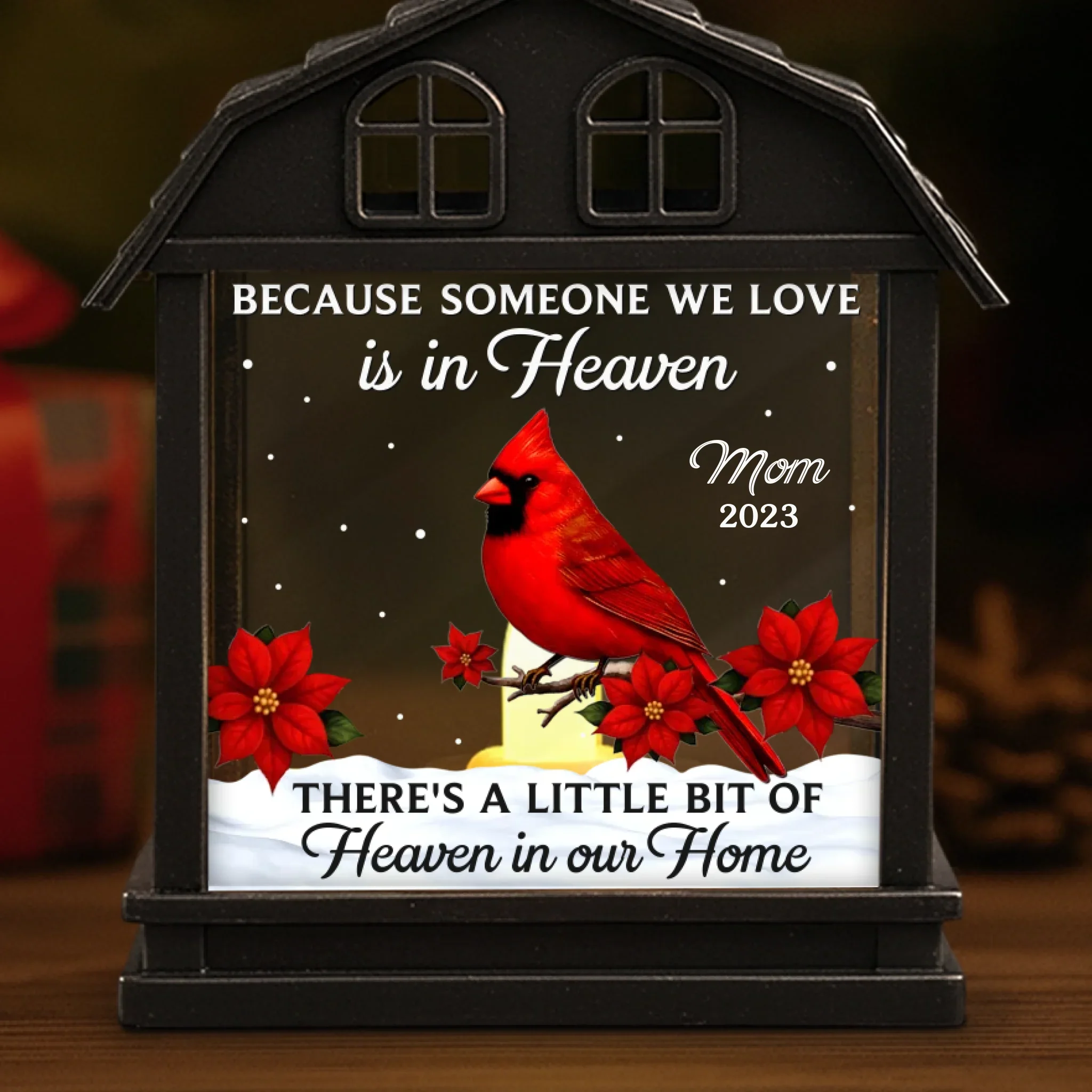 Custom Cardinal LED House Lantern Light - Personalized Christmas Memorial Sympathy Gifts For Loss Of Mom, Dad - A Beautiful Life Forever Remembered - Image 4