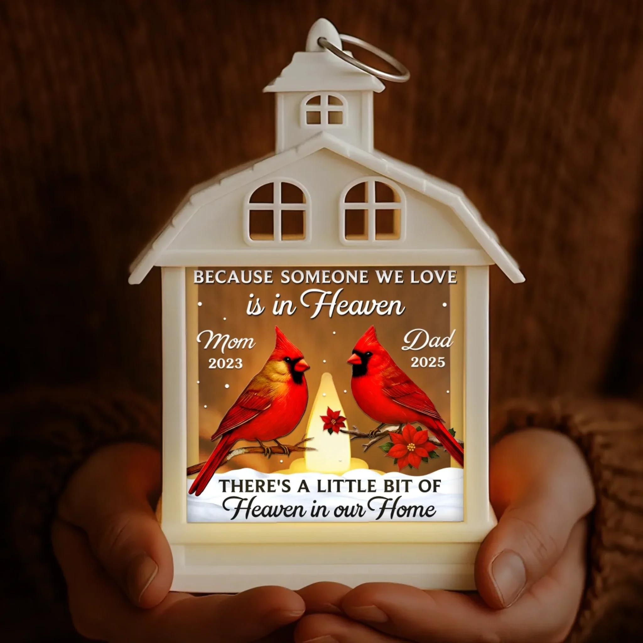 Custom Cardinal LED House Lantern Light - Personalized Christmas Memorial Sympathy Gifts For Loss Of Mom, Dad - A Beautiful Life Forever Remembered - Image 6