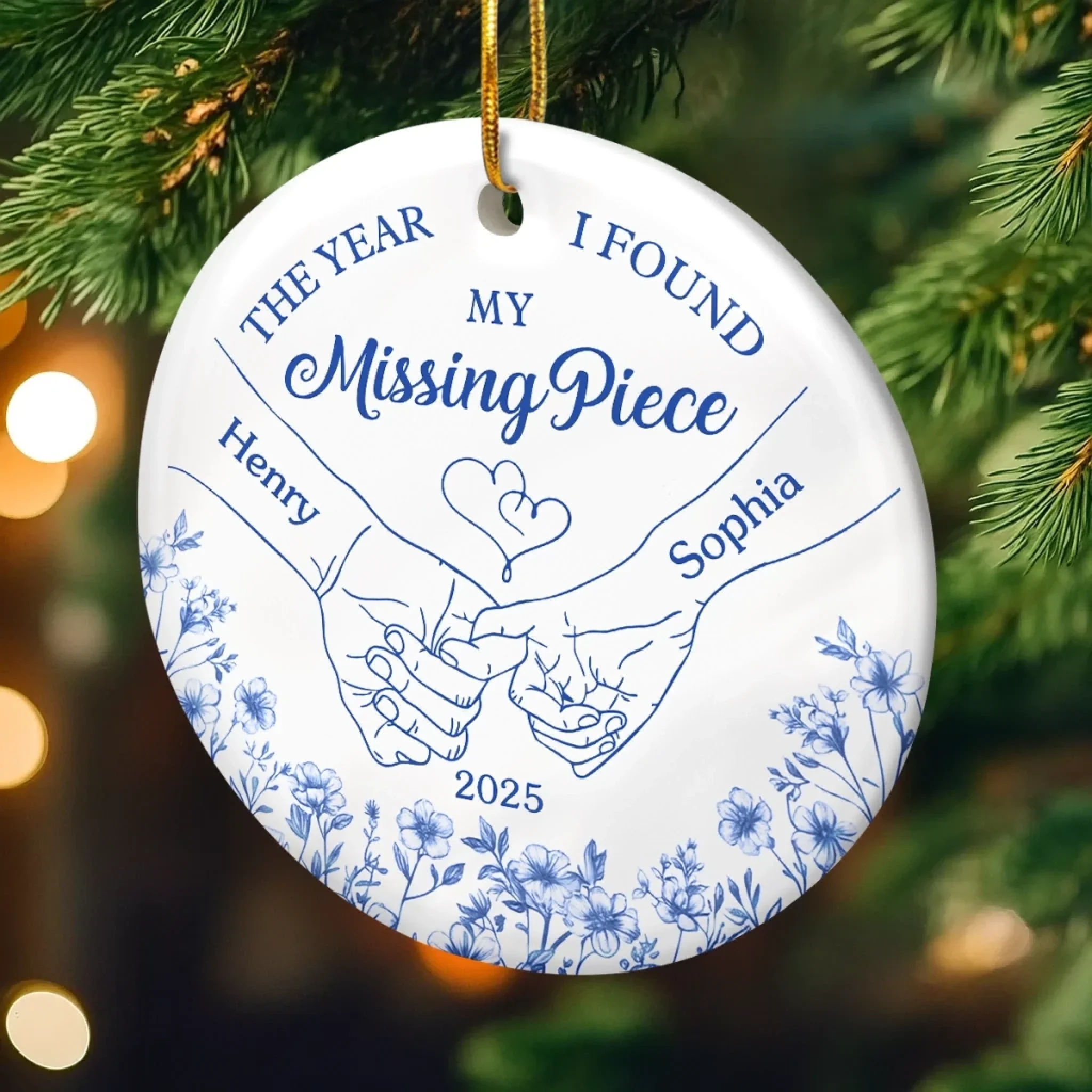 Custom Ceramic Ornament - Personalized Anniversary Christmas Wedding Gifts For Husband And Wife, Him And Her -  Forever Yours, Forever Mine - Image 4
