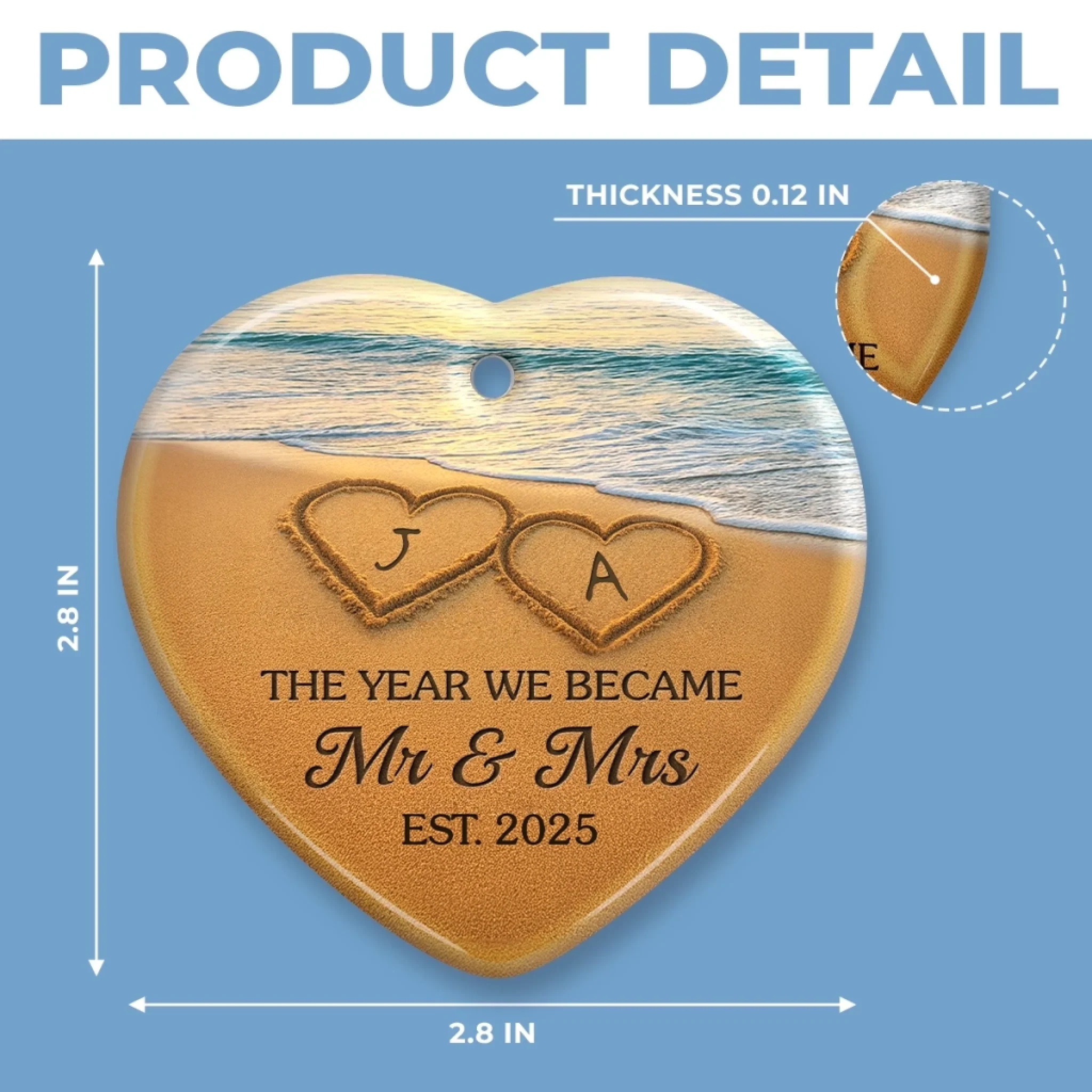 Custom Ceramic Ornament - Personalized Anniversary Christmas Wedding Gifts For Husband And Wife, Him And Her - Our Happily Ever After, Set In Sand - Image 8