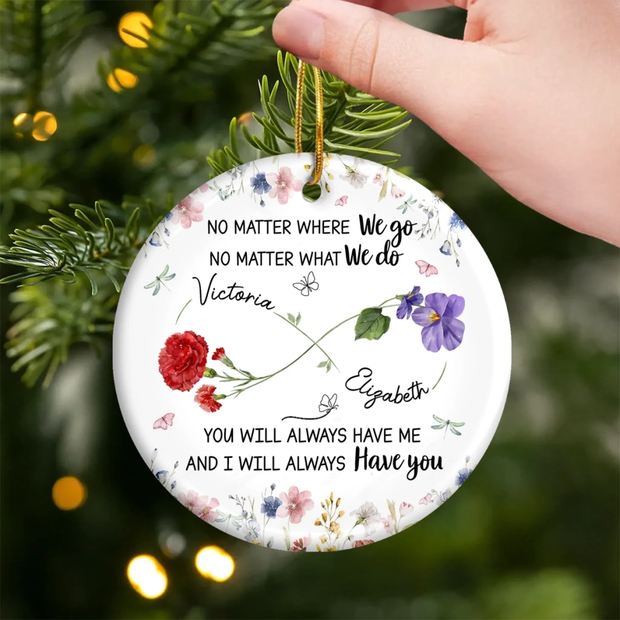 Custom Ceramic Ornament - Personalized Best Friend Christmas Birthday Gifts For Women, Besties, Sisters, BFF - Different Paths, Same Bond - Image 3