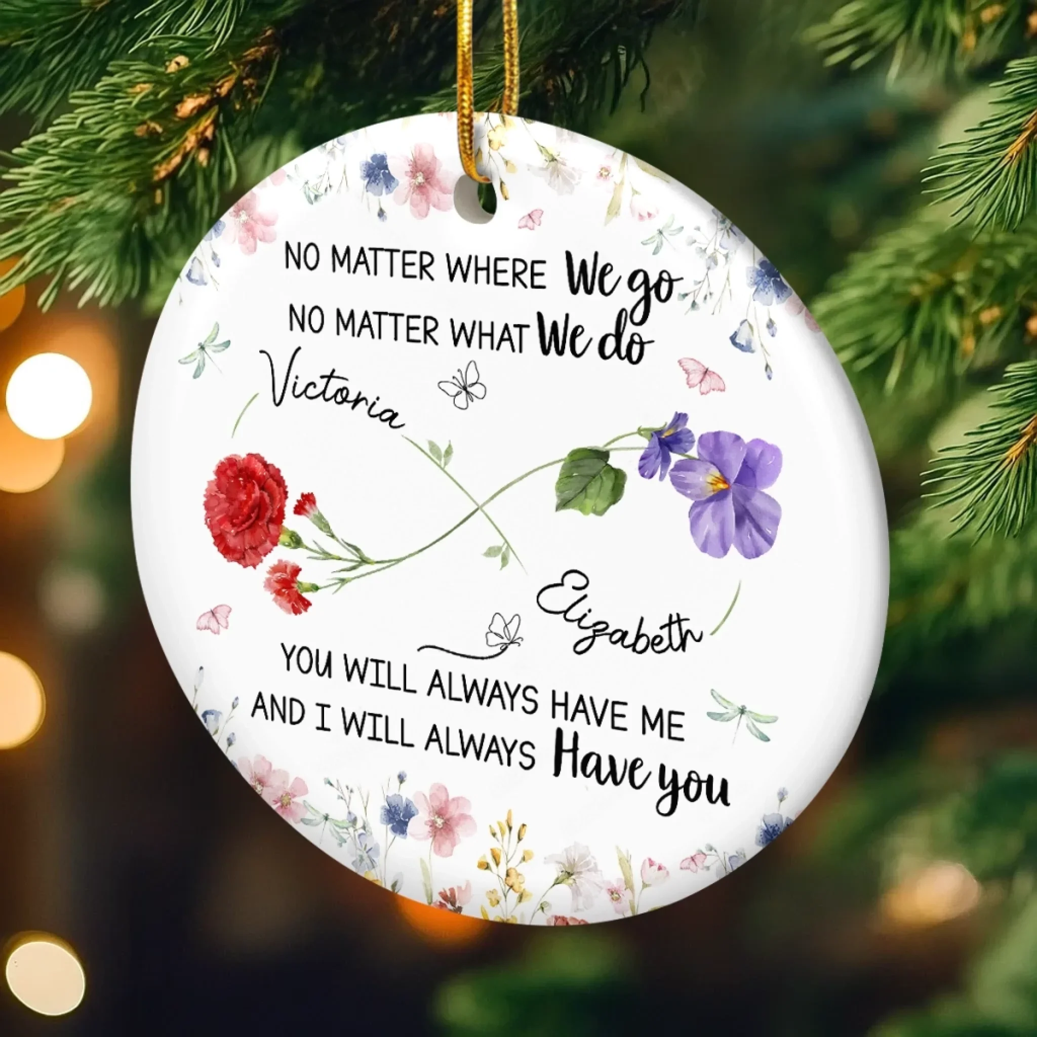 Custom Ceramic Ornament - Personalized Best Friend Christmas Birthday Gifts For Women, Besties, Sisters, BFF - Different Paths, Same Bond - Image 4