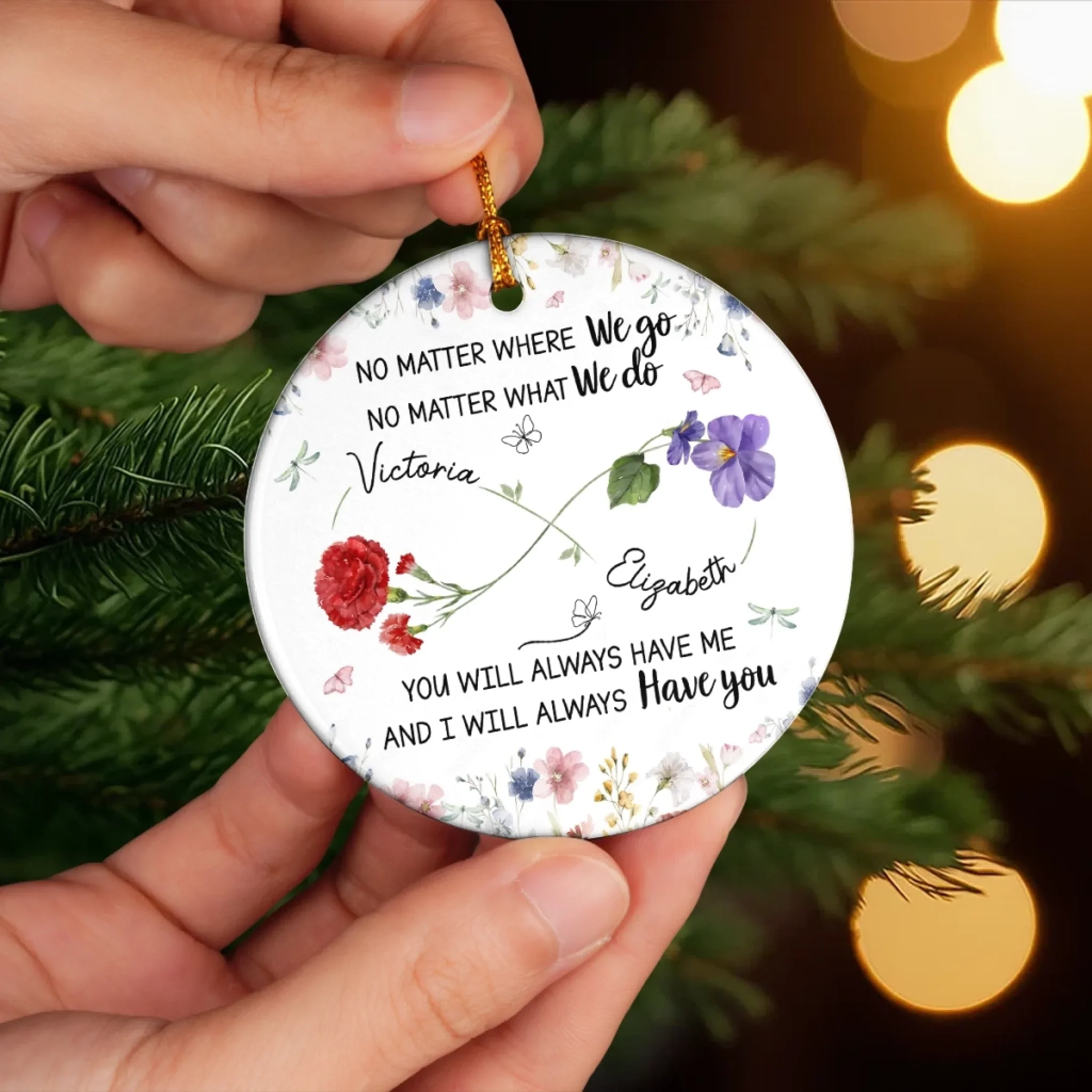 Custom Ceramic Ornament - Personalized Best Friend Christmas Birthday Gifts For Women, Besties, Sisters, BFF - Different Paths, Same Bond - Image 5
