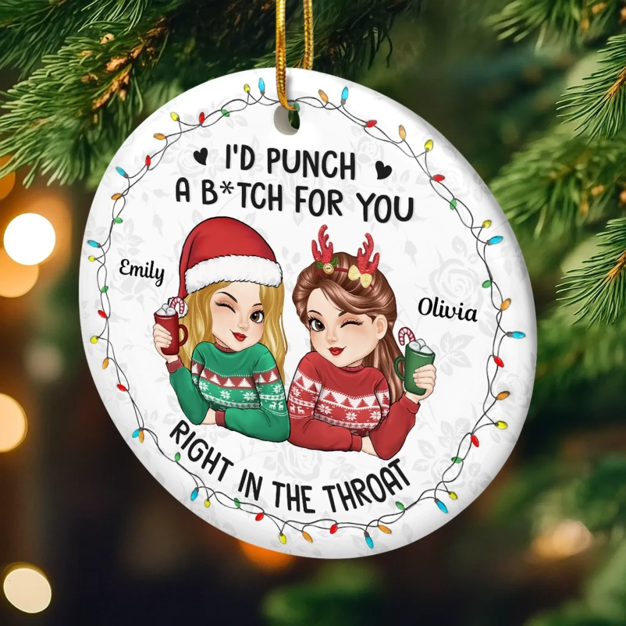 Custom Ceramic Ornament - Personalized Best Friend Christmas Birthday Gifts For Women, Besties, Sisters, BFF - Friends Warm Hearts This Winter - Image 4