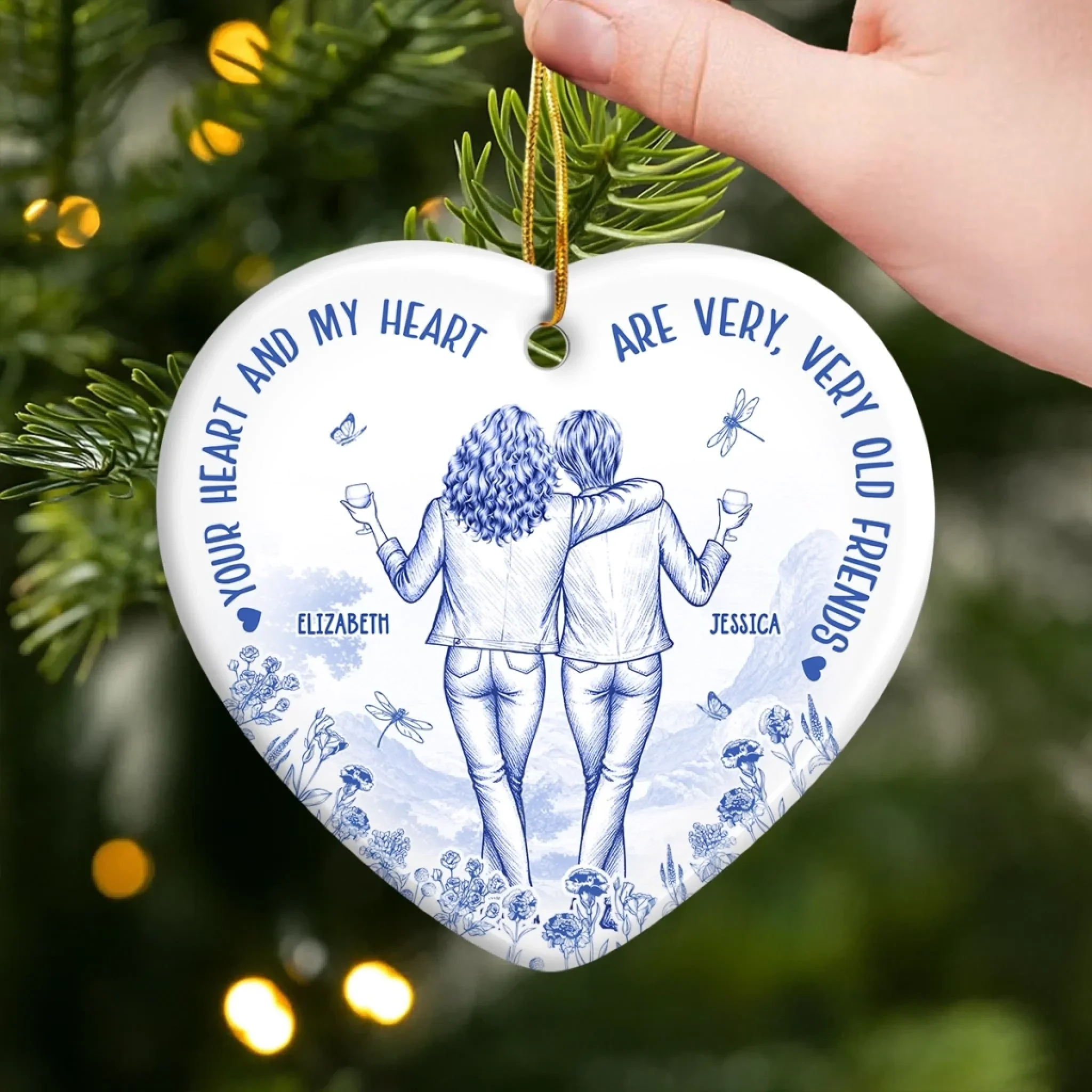 Custom Ceramic Ornament - Personalized Best Friend Christmas Birthday Gifts For Women, Besties, Sisters, BFF - Together We Shine The Most - Image 3