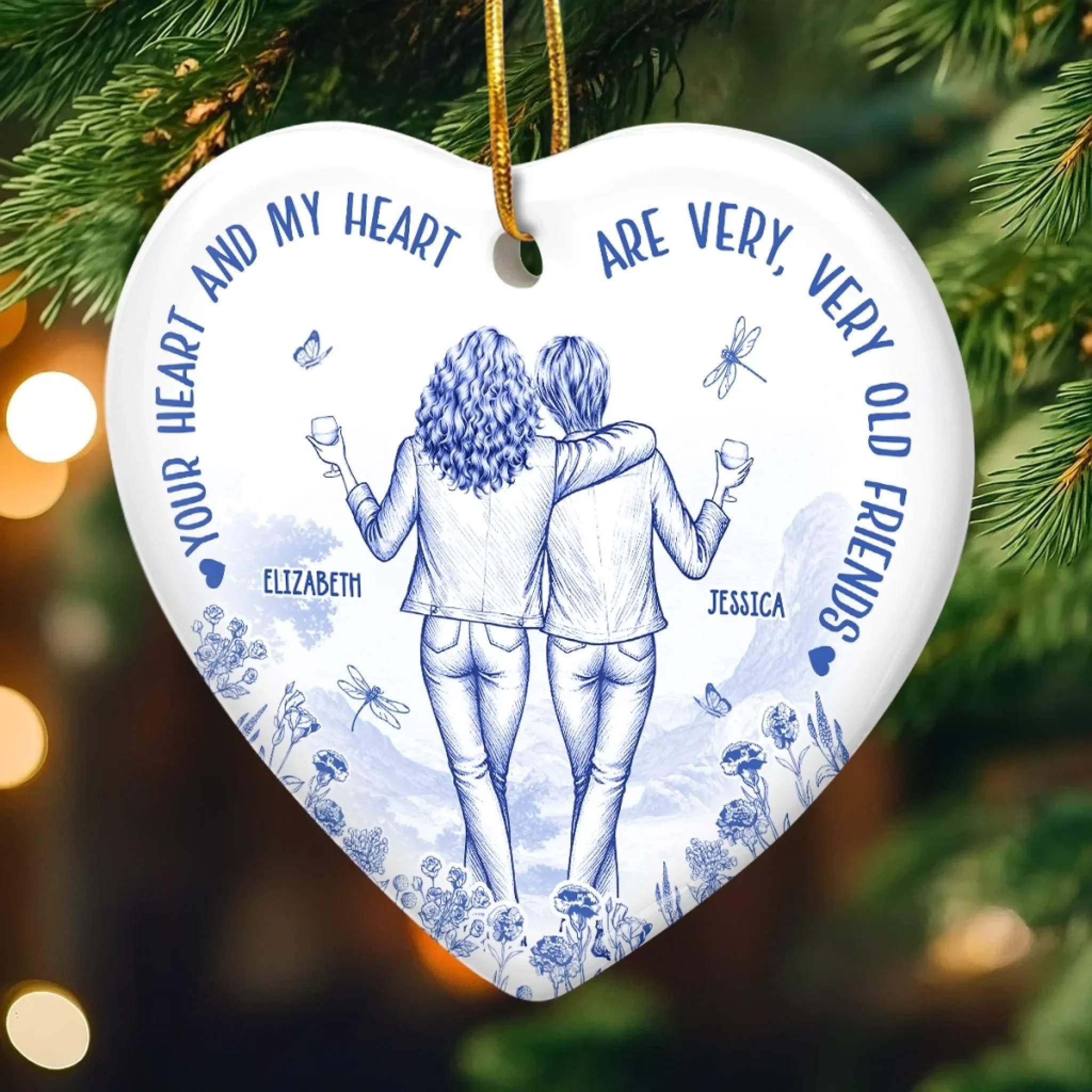 Custom Ceramic Ornament - Personalized Best Friend Christmas Birthday Gifts For Women, Besties, Sisters, BFF - Together We Shine The Most - Image 4