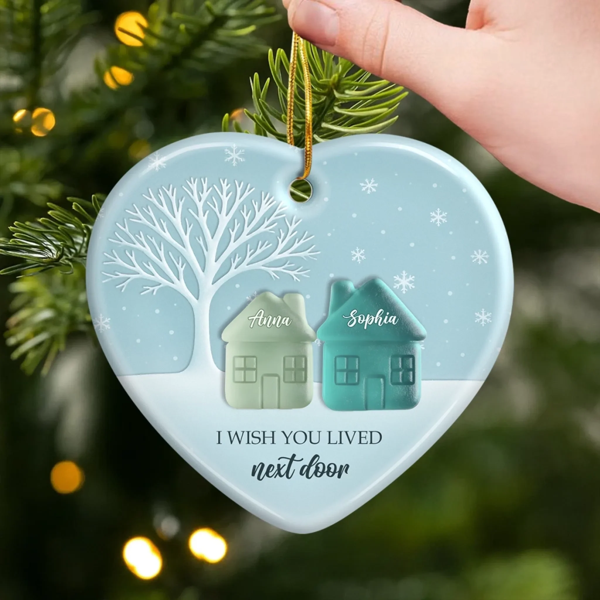 Custom Sea Glass Ceramic Heart Ornament - Personalized Best Friend Christmas Birthday Gifts For Women, Besties, Sisters, BFF - Tumbled Yet Treasured - Image 3
