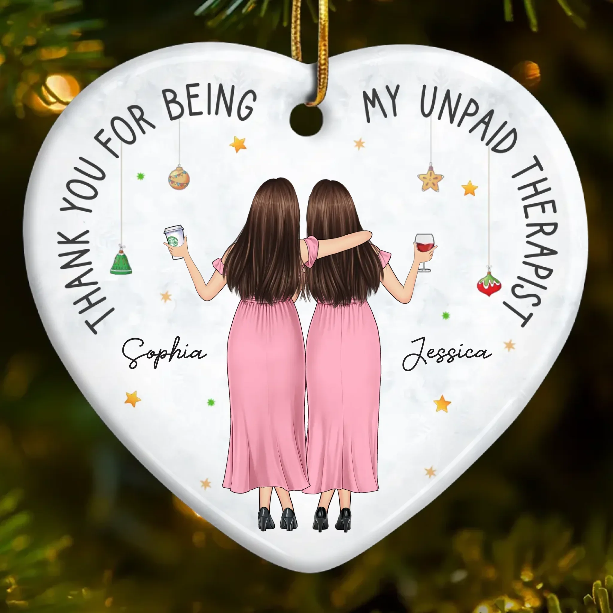 Custom Ceramic Ornament - Personalized Best Friend Christmas Birthday Gifts For Women, Besties, Sisters, BFF - You Make Spirits Bright - Image 2