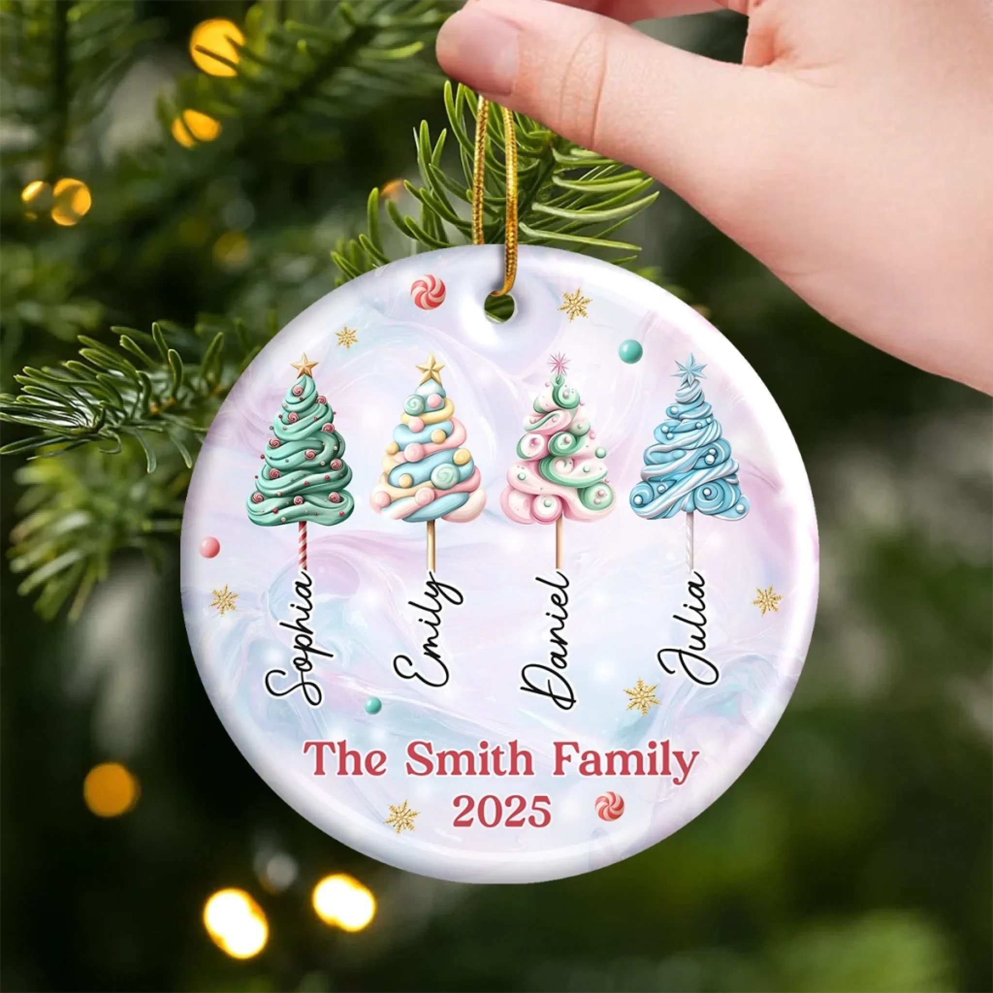 Custom Ceramic Ornament - Personalized Christmas Birthday Gifts For Mom, Dad, Brother, Sister, Kids - Our Family Our Strength - Image 3