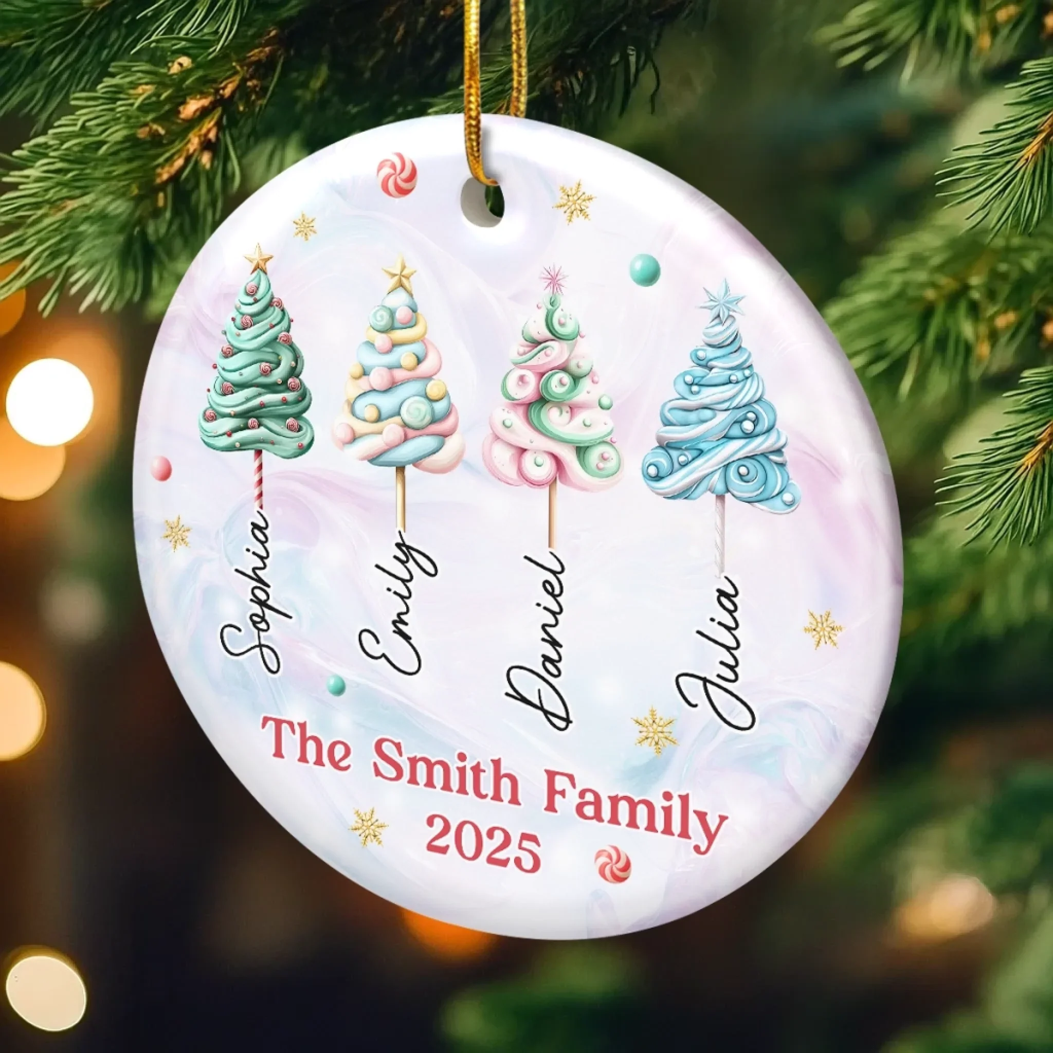 Custom Ceramic Ornament - Personalized Christmas Birthday Gifts For Mom, Dad, Brother, Sister, Kids - Our Family Our Strength - Image 4