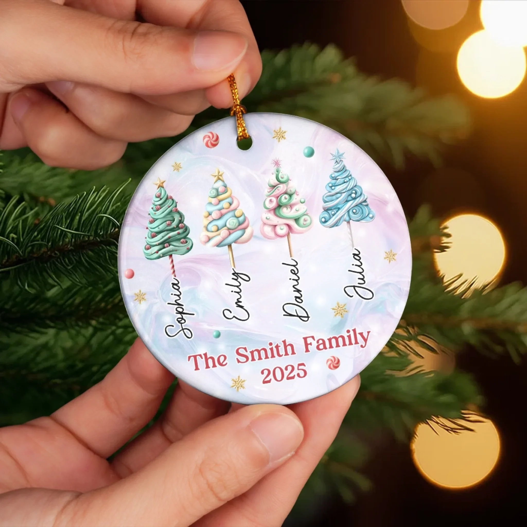 Custom Ceramic Ornament - Personalized Christmas Birthday Gifts For Mom, Dad, Brother, Sister, Kids - Our Family Our Strength - Image 5