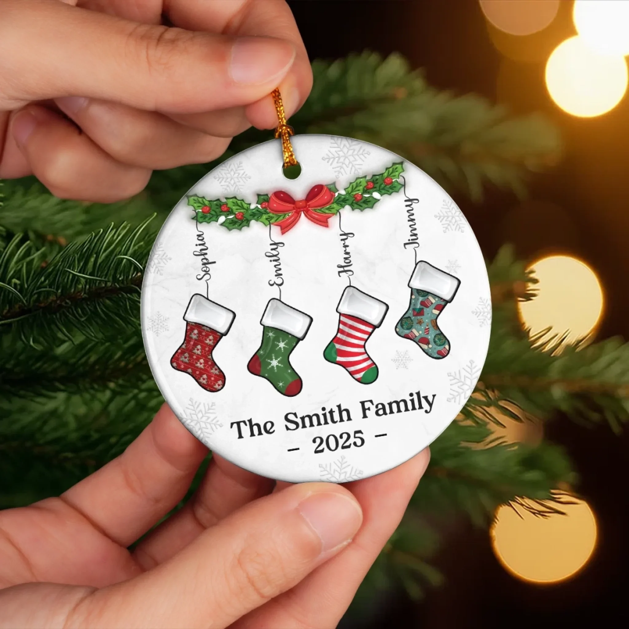 Custom Ceramic Ornament - Personalized Christmas Birthday Gifts For Mom, Dad, Brother, Sister, Kids - Our Lovely Family - Image 5
