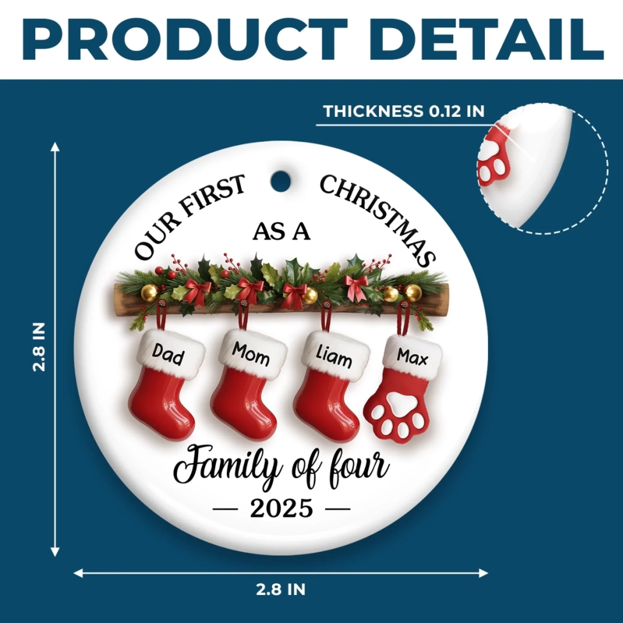 Custom Ceramic Ornament - Personalized Christmas Birthday Gifts For Mom, Dad, Brother, Sister, Kids - The Magic Lives Here - Image 6