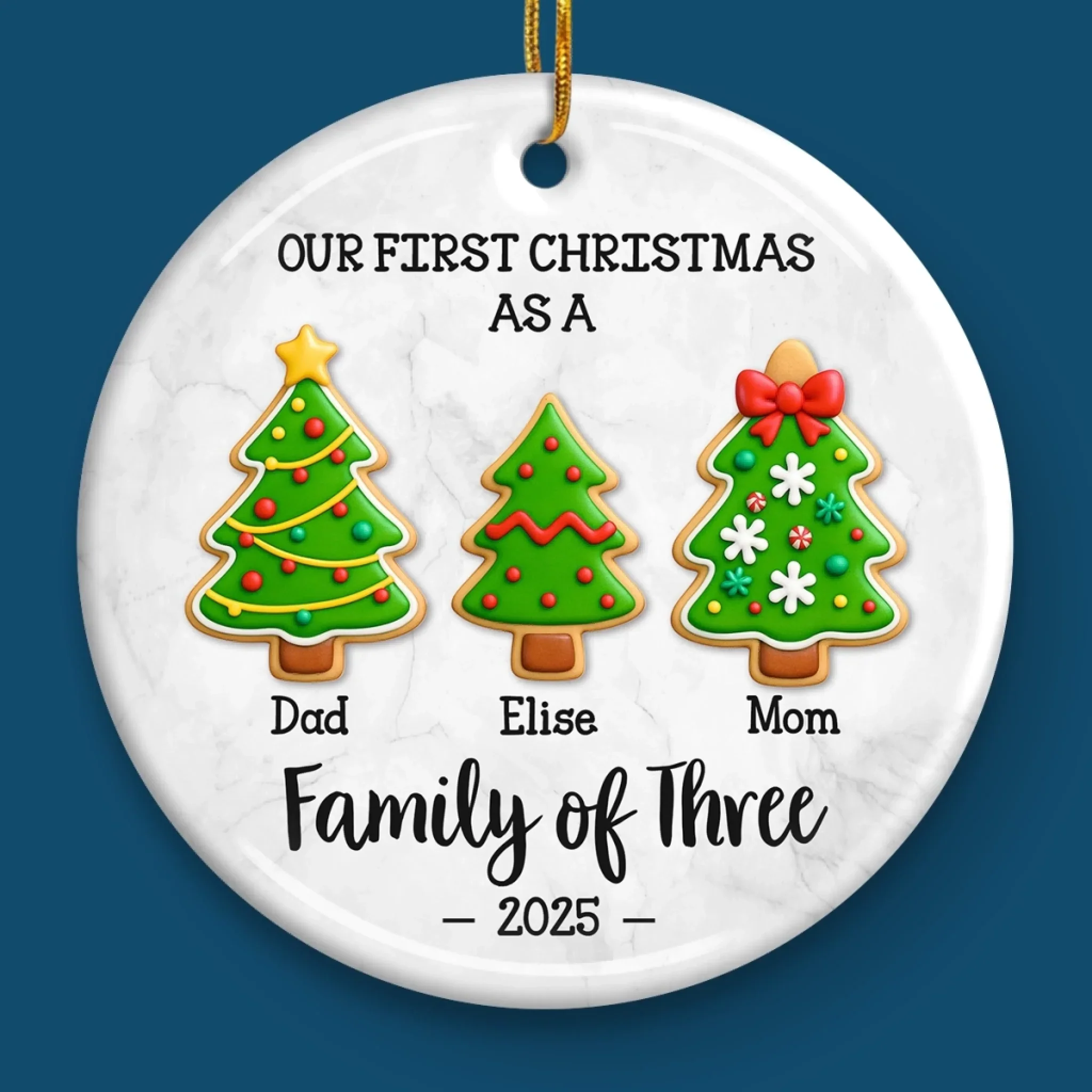Custom Ceramic Ornament - Personalized Christmas Birthday Gifts For Mom, Dad, Kids - First Christmas With Our Little One - Image 4