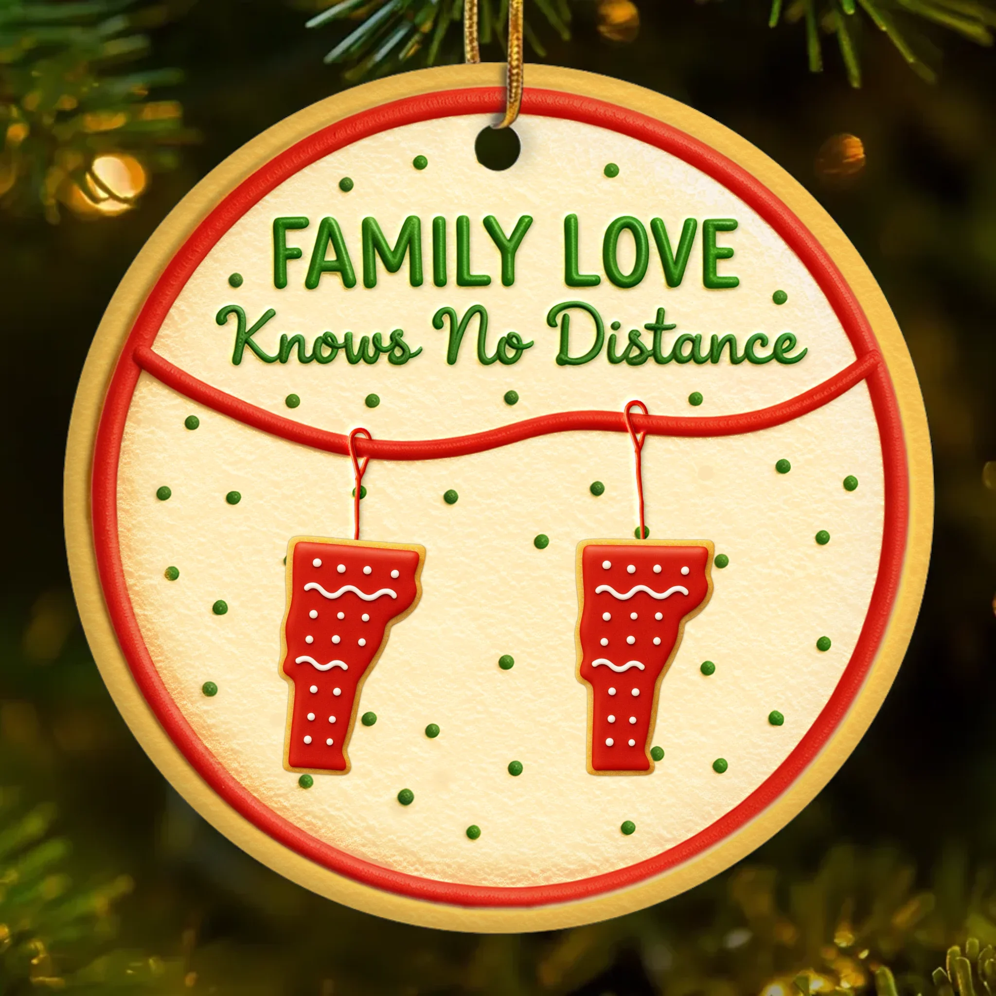 Custom Long Distance Ceramic Ornament - Personalized Christmas Birthday Gifts For Mom, Dad, Kids - No Matter The Map, Love Connects Us - Image 2