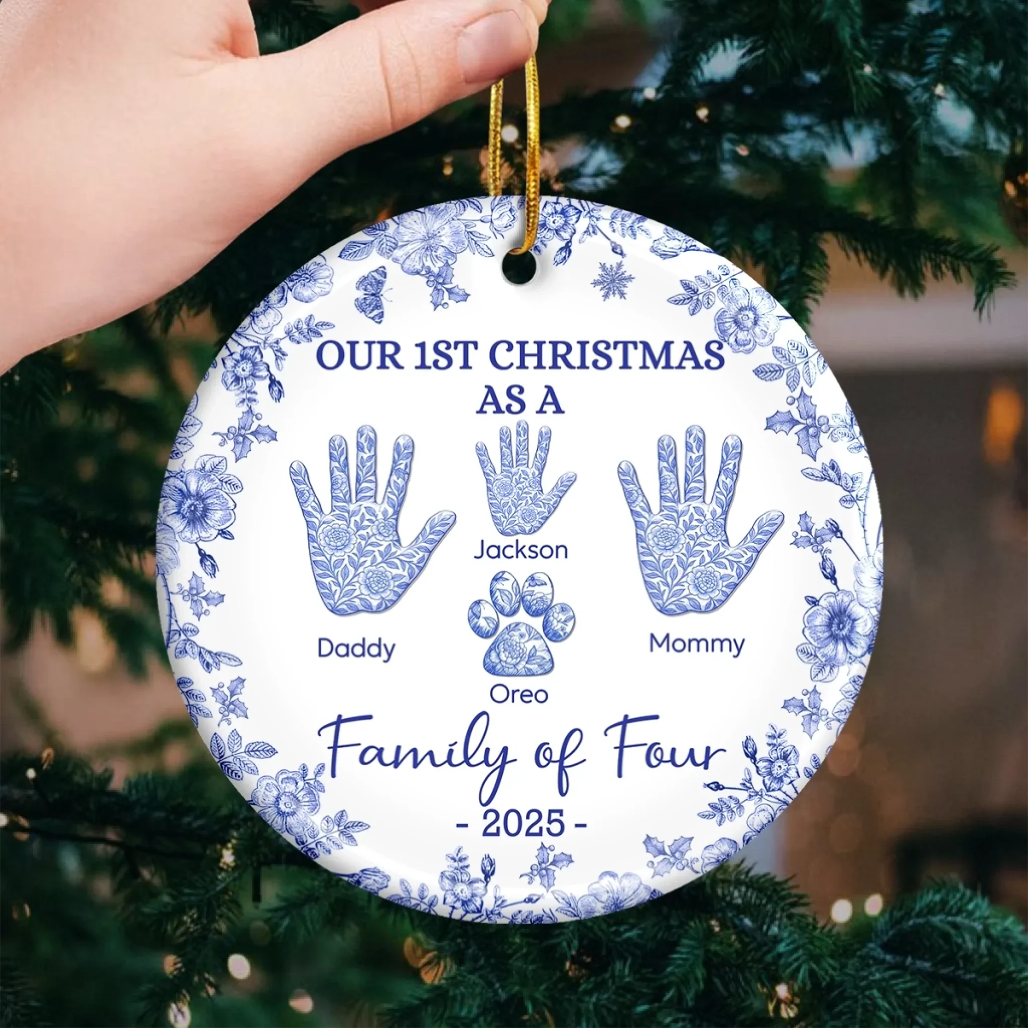 Custom Ceramic Ornament - Personalized Christmas Birthday Gifts For Mom, Dad, Kids - Where Love Lives - Image 3