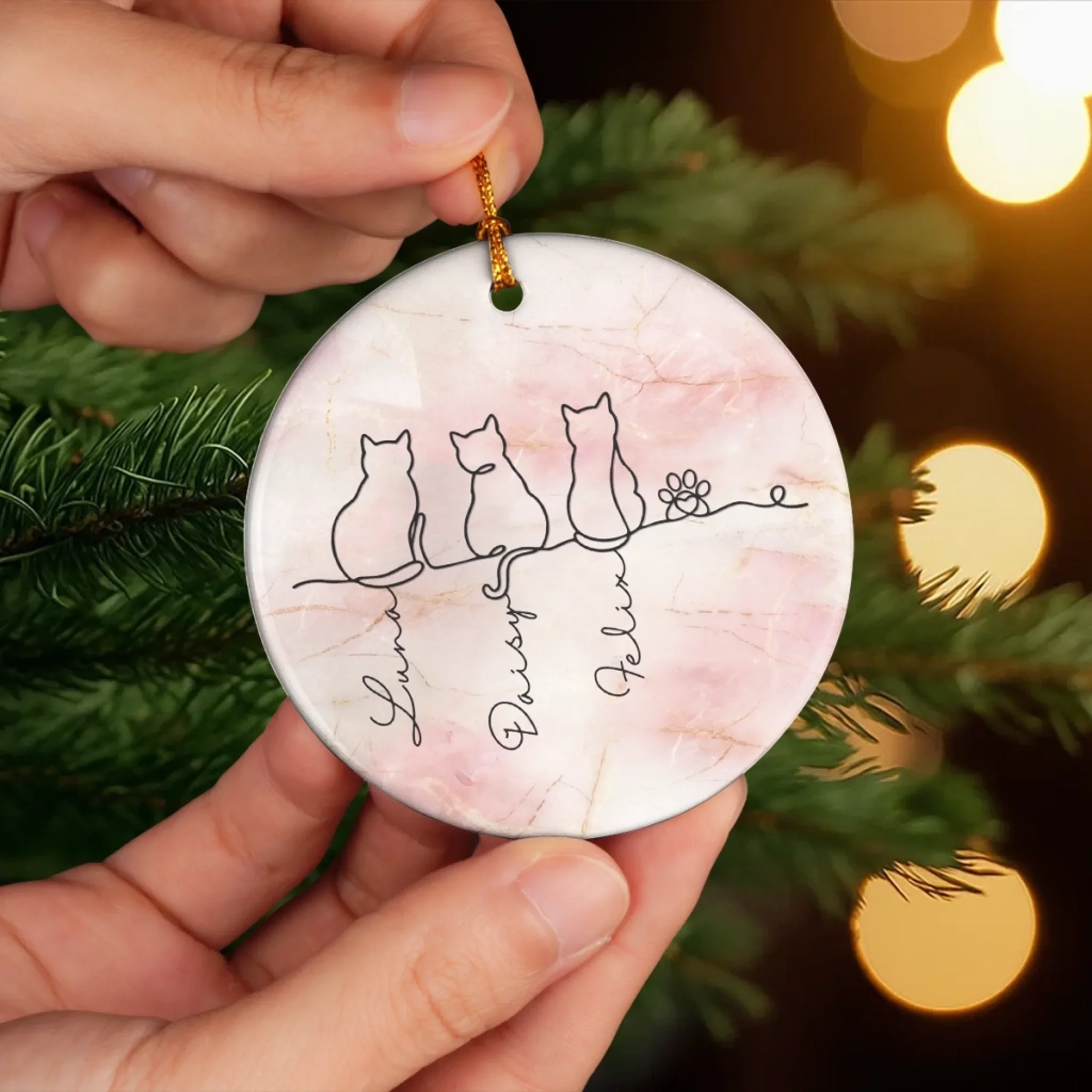 Custom Ceramic Ornament - Personalized Christmas Memorial Sympathy Gifts For Cats - Feline Family Forever - Image 5