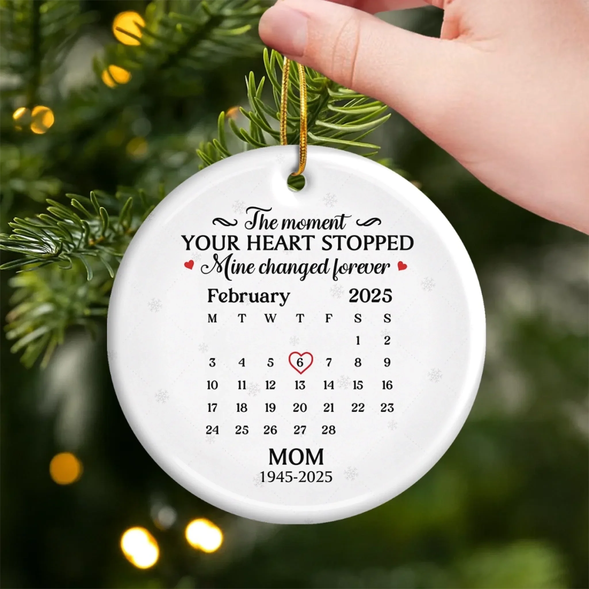 Custom Ceramic Ornament - Personalized Christmas Memorial Sympathy Gifts For Loss Of Mom, Dad - Gone From Sight, Never From Heart - Image 3