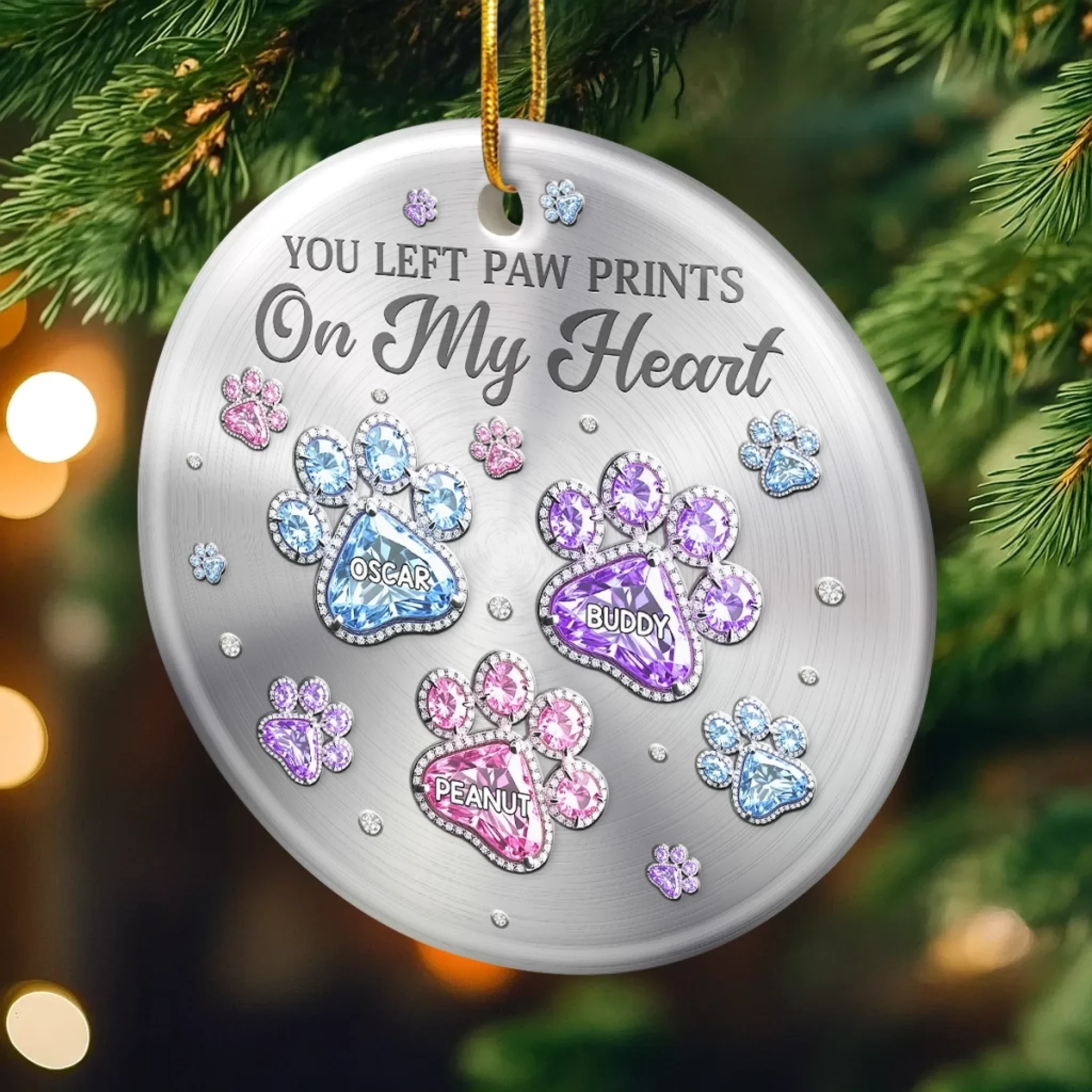 Custom Ceramic Ornament - Personalized Pet Christmas Memorial Sympathy Gifts For Dogs, Cats - Paws Of Love - Image 4