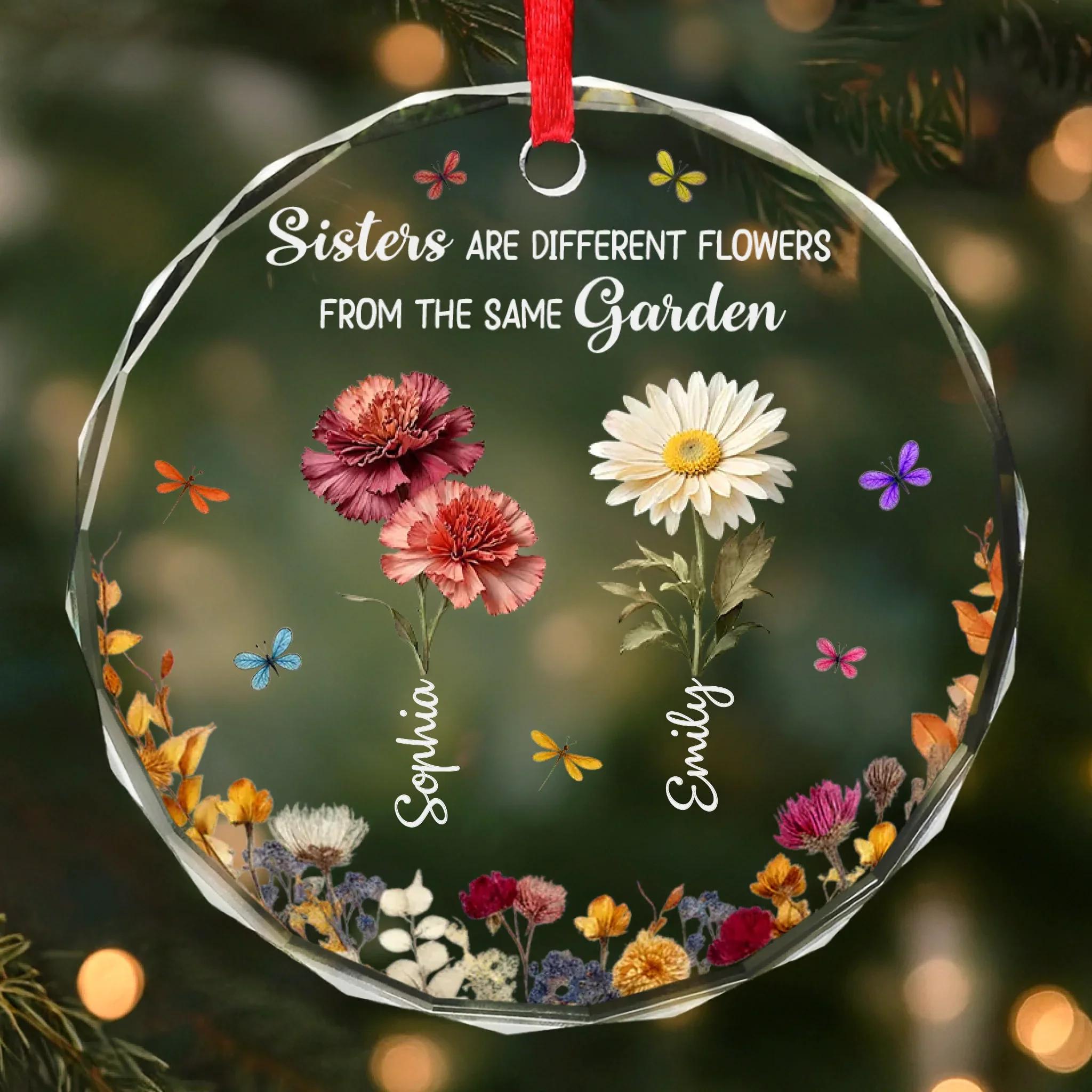Custom Circle Glass Ornament - Personalized Best Friend Birthday Gifts For Women, Besties, Sisters, BFF - Together Since Day One - Image 2