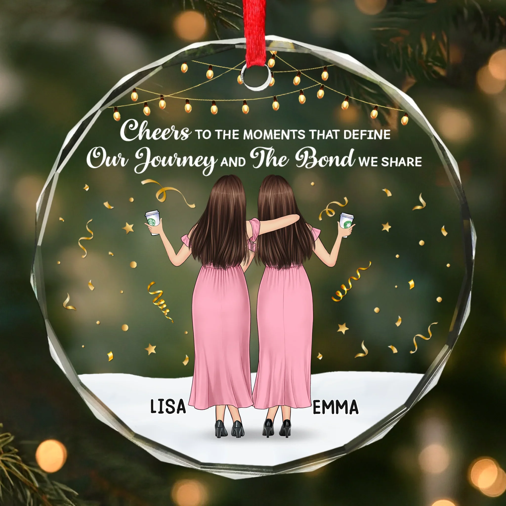 Custom Circle Glass Ornament - Personalized Best Friend Christmas Birthday Gifts For Women, Besties, Sisters, BFF - Best Days Shared With You - Image 2