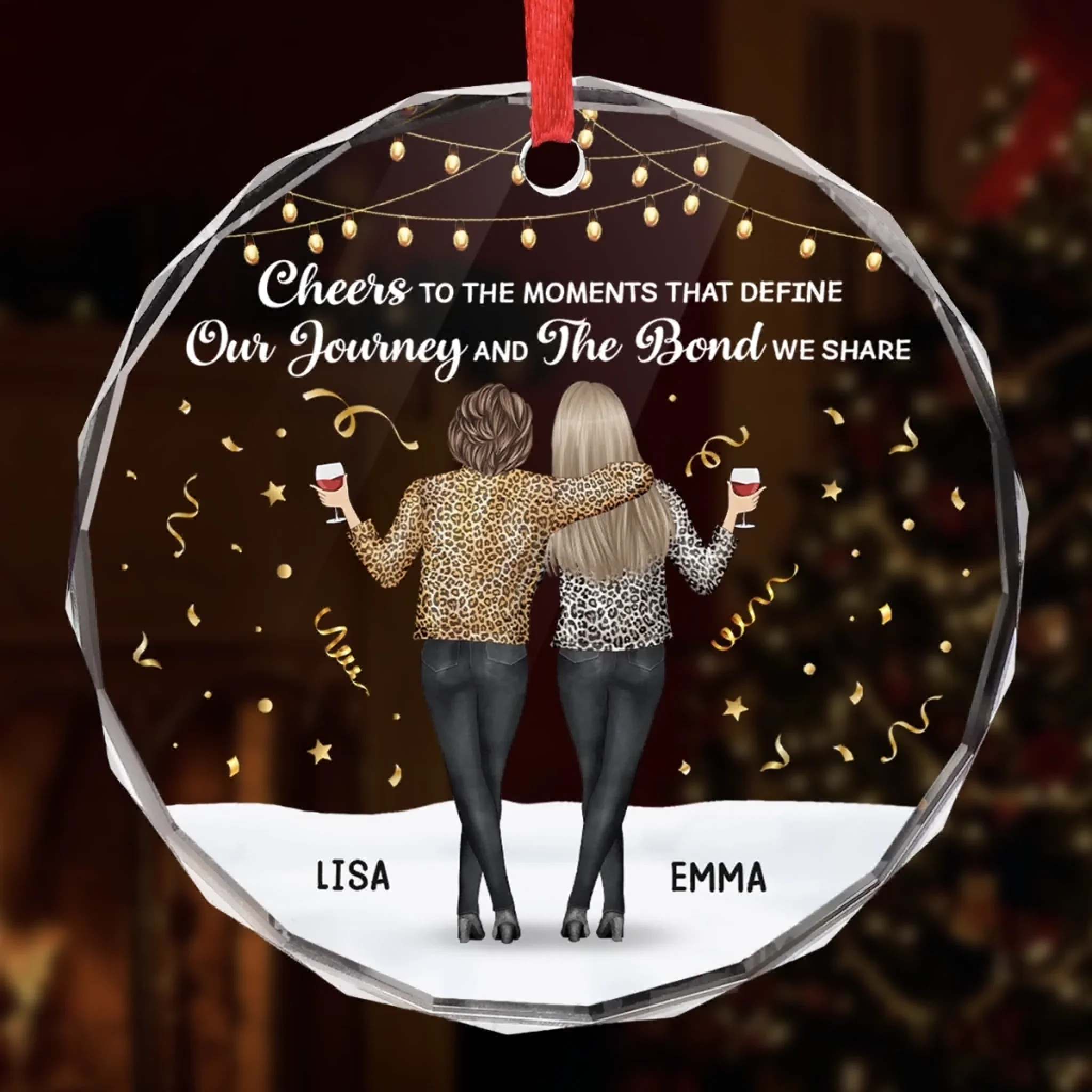 Custom Circle Glass Ornament - Personalized Best Friend Christmas Birthday Gifts For Women, Besties, Sisters, BFF - Best Days Shared With You - Image 4