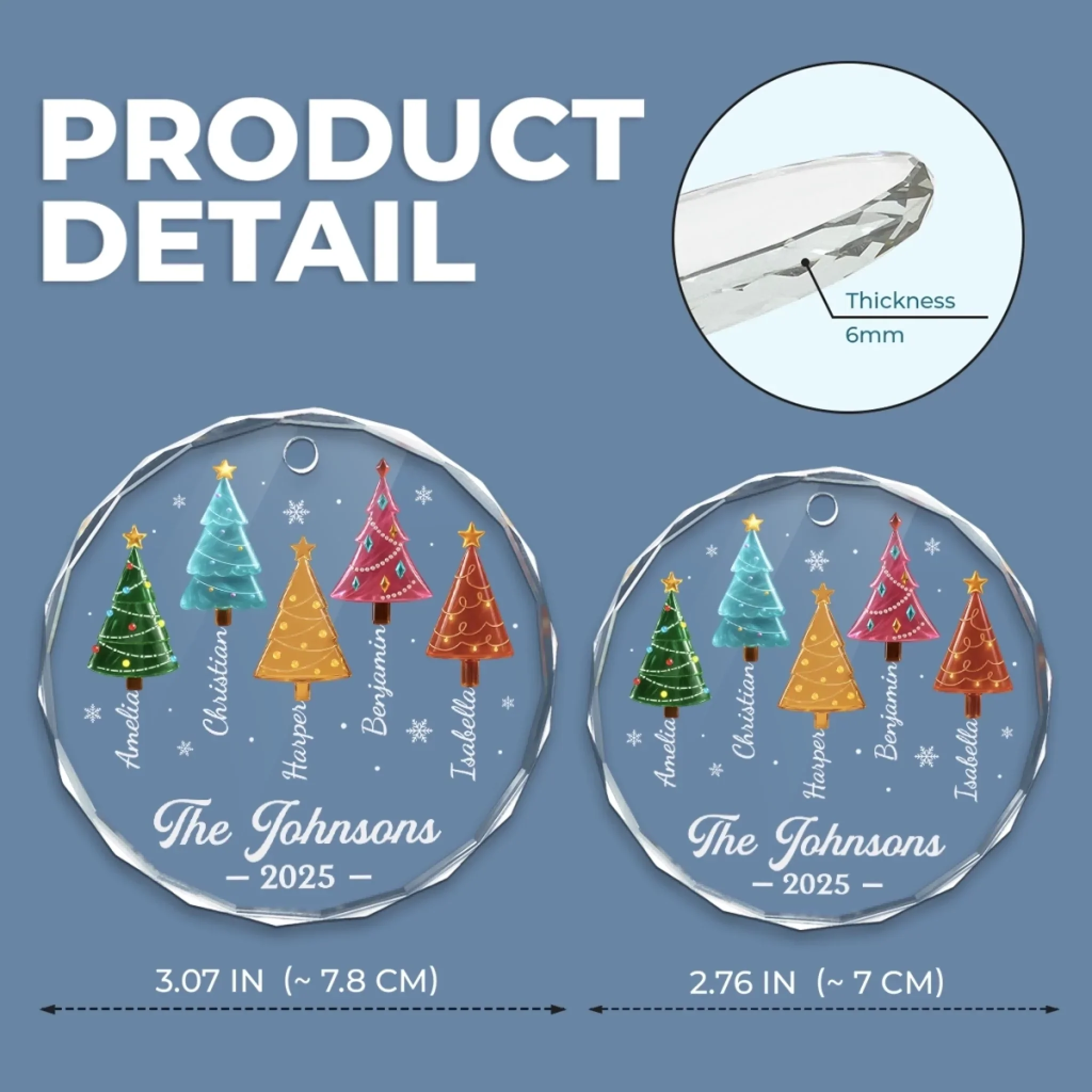 Custom Circle Glass Ornament - Personalized Christmas Birthday Gifts For Mom, Dad, Brother, Sister, Kids - Home Is Merrier With Family - Image 7