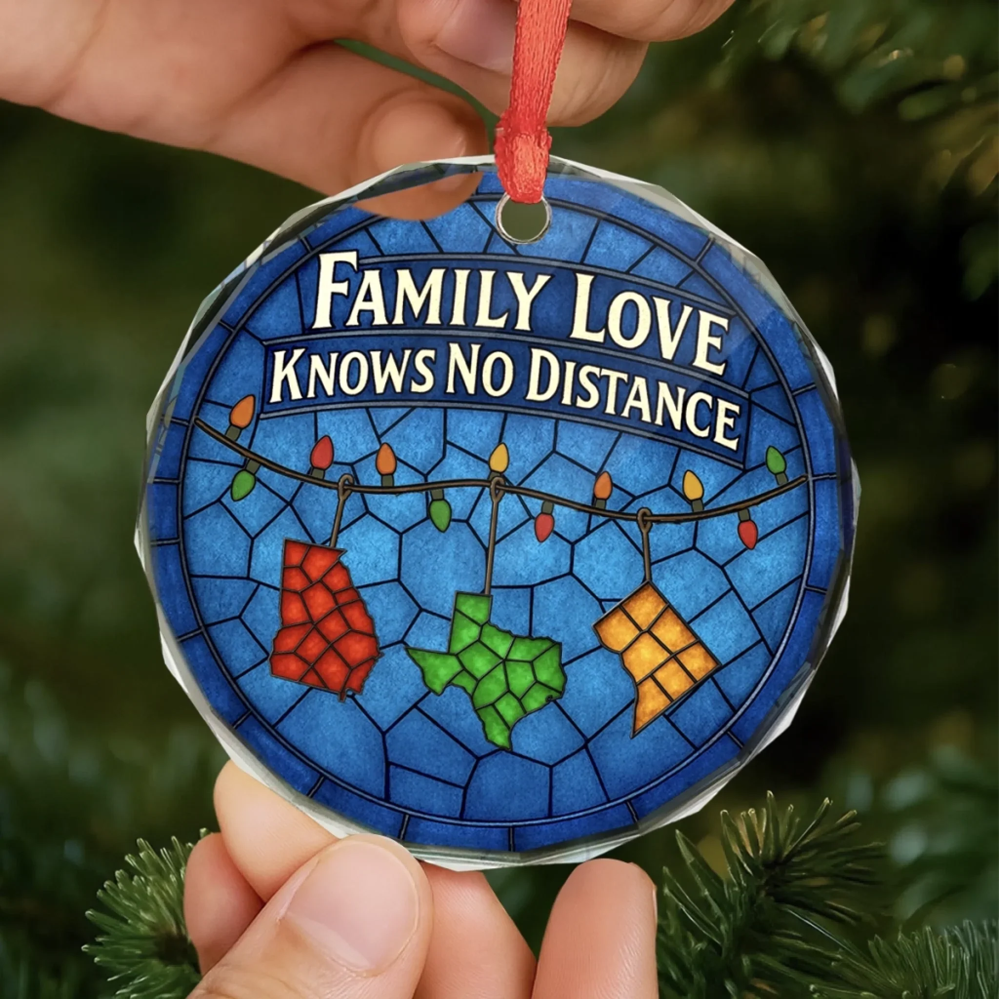 Custom Long Distance Circle Glass Ornament - Personalized Christmas Birthday Gifts For Mom, Dad, Kids - Family Love, Across Every State - Image 5