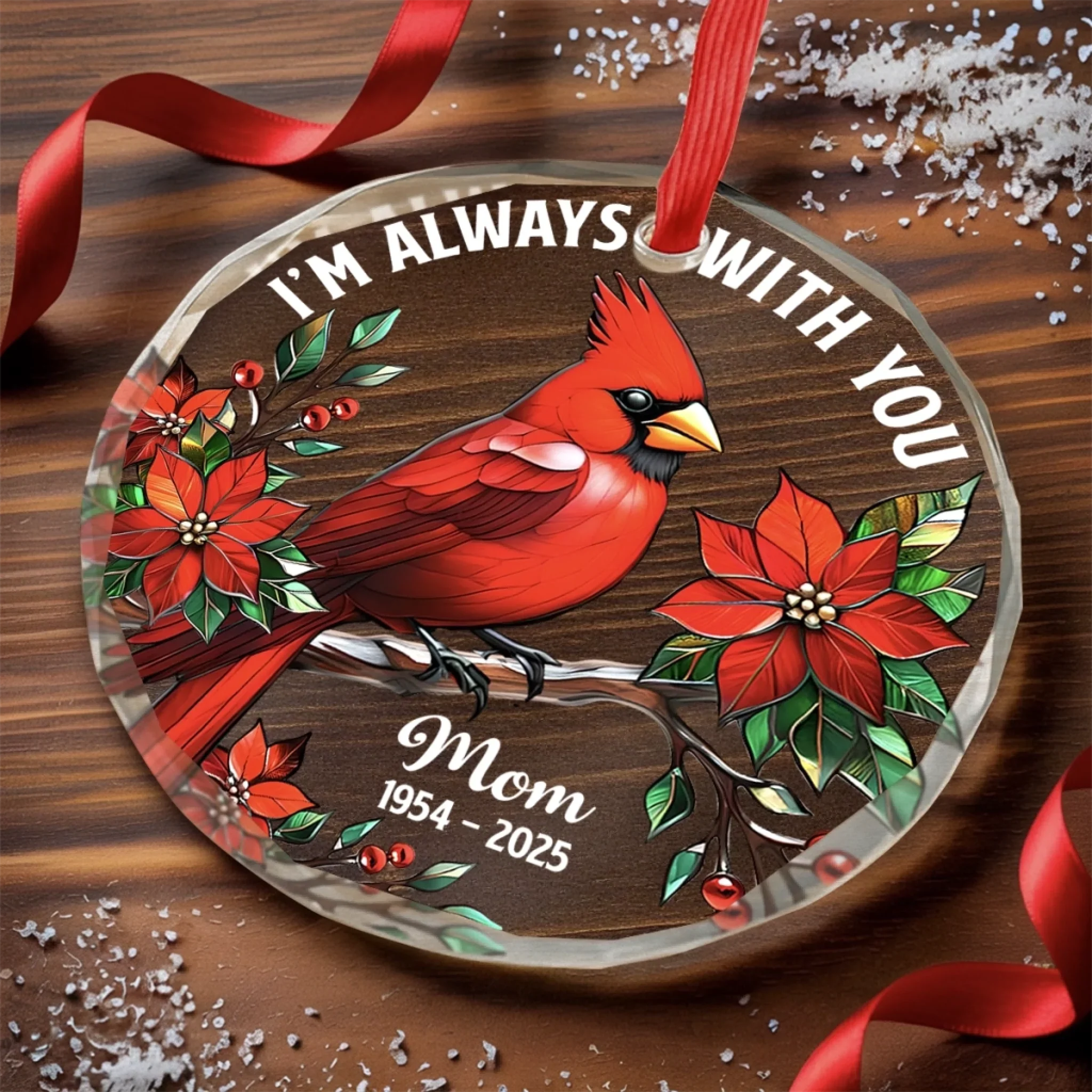 Custom Circle Glass Ornament - Personalized Christmas Memorial Sympathy Gifts For Loss Of Mom, Dad - In Spirit, Always Near - Image 3