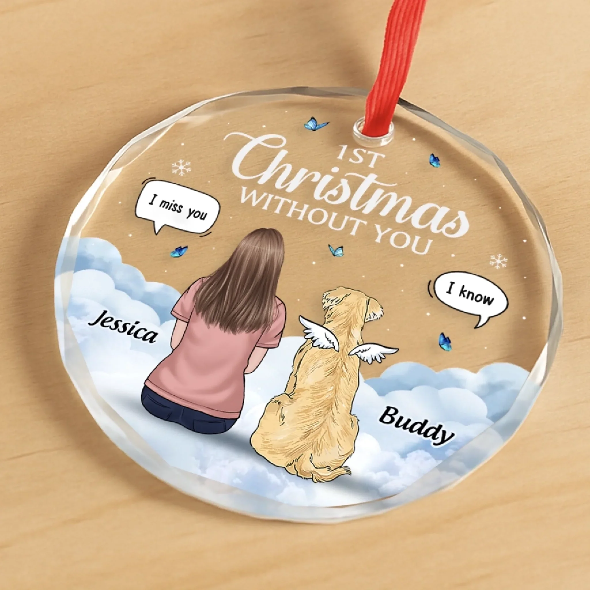 Custom Circle Glass Ornament - Personalized Pet Christmas Memorial Sympathy Gifts For Dogs - Missing You Always - Image 3