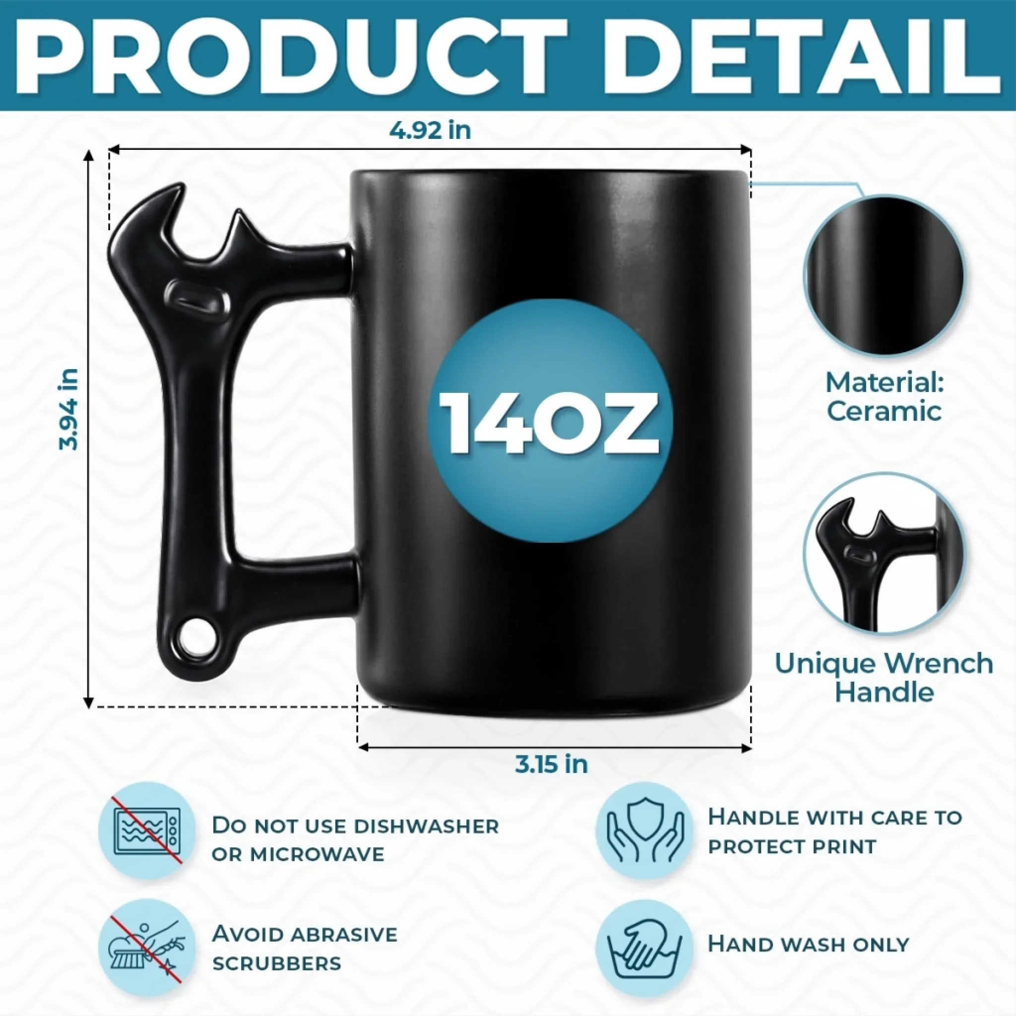 Custom Coffee Mug With Wrench Handle - Personalized Father's Day Birthday Gifts For Dad, Grandpa - Tool Time With Dad - Image 4