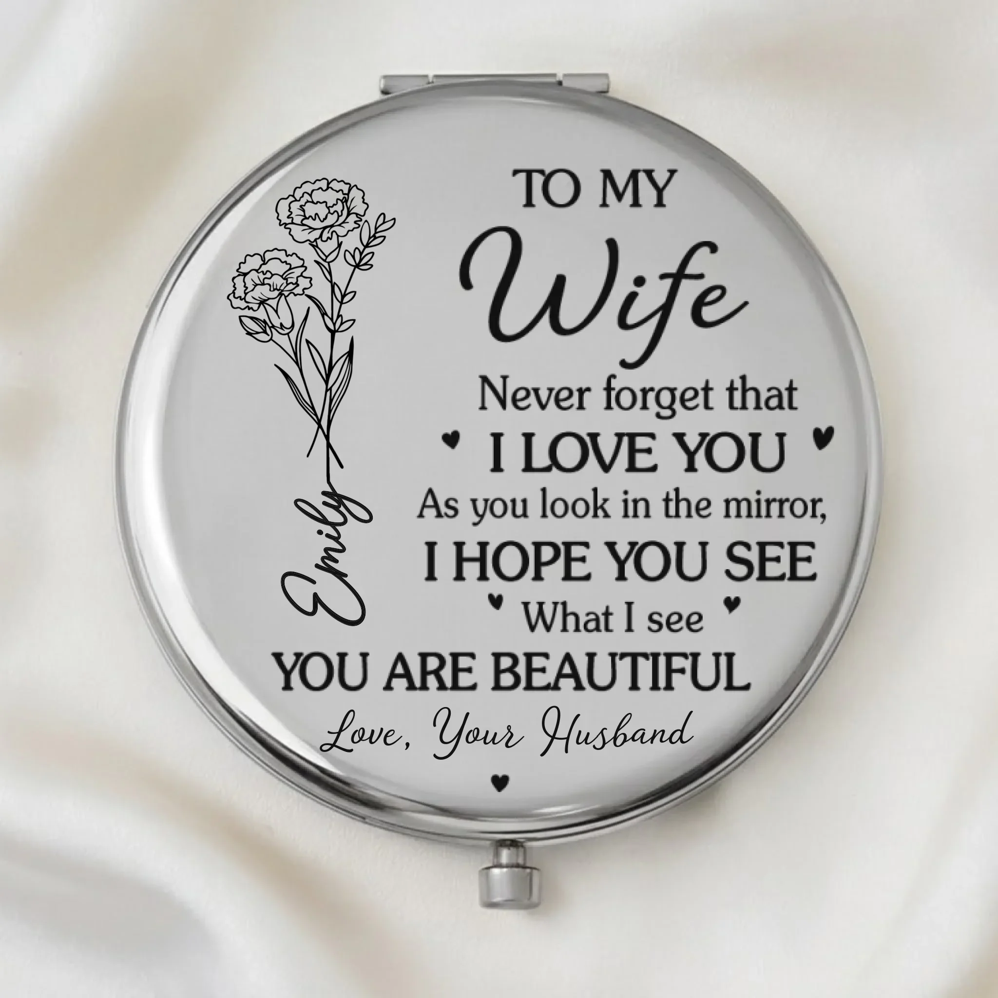 Custom Compact Mirror - Personalized Anniversary Wedding Gifts For Husband And Wife, Him And Her - Built On Love Daily - Image 3